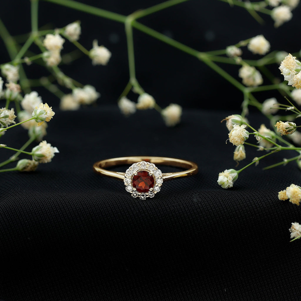 Certified 2.3 Carat Real Garnet Engagement Ring with Diamond Halo