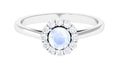 0.3 Carat Moonstone and Diamond Floating Halo Engagement Ring