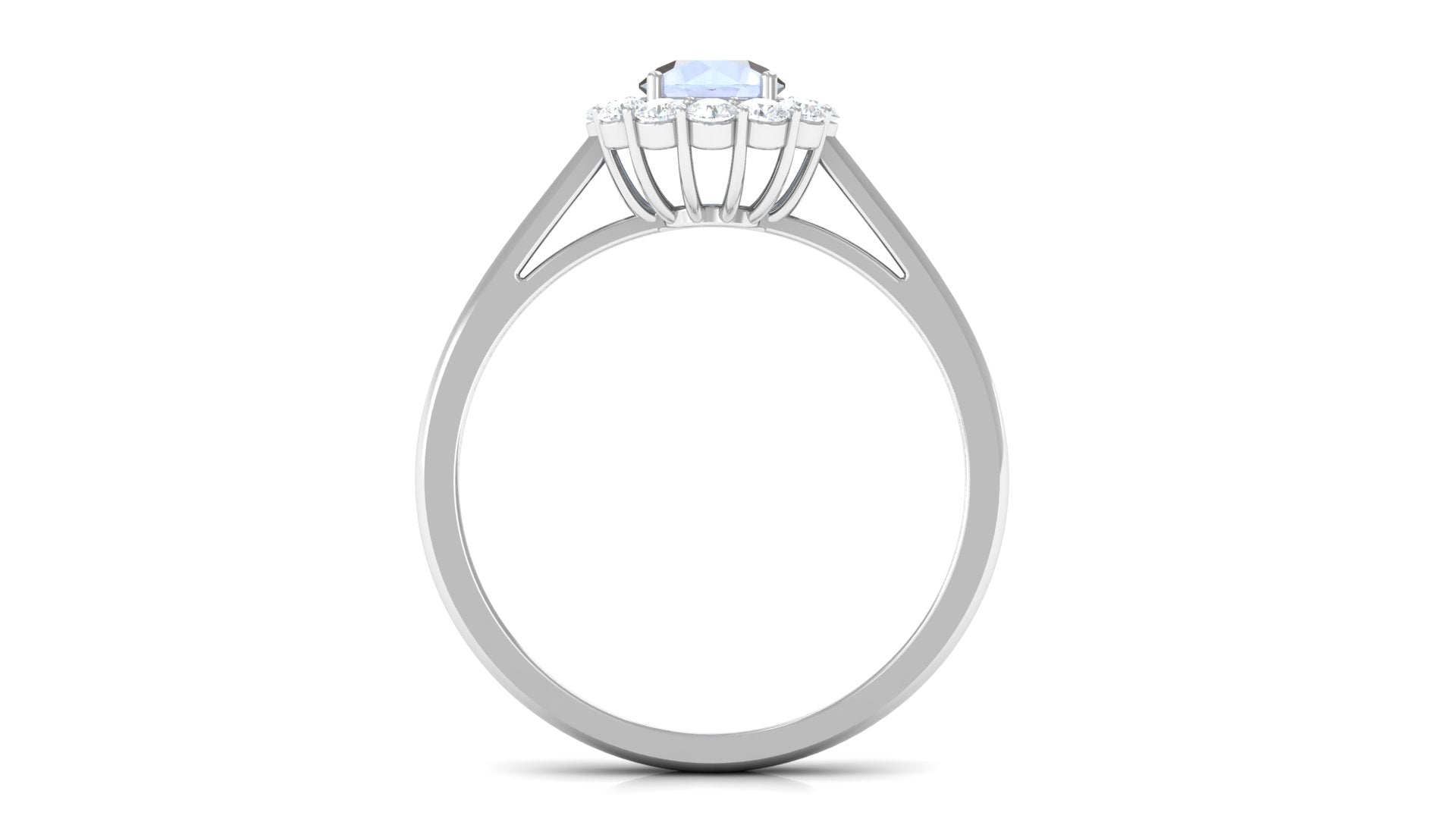 0.3 Carat Moonstone and Diamond Floating Halo Engagement Ring