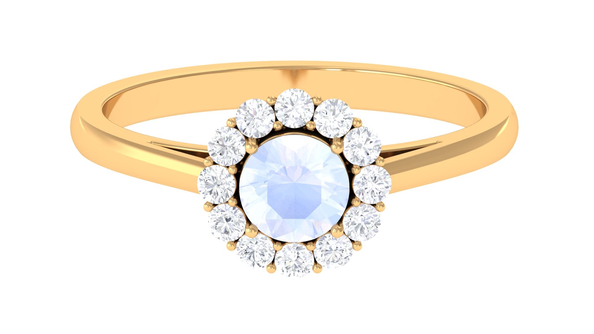 0.3 Carat Moonstone and Diamond Floating Halo Engagement Ring | Rings | Wiccan Center