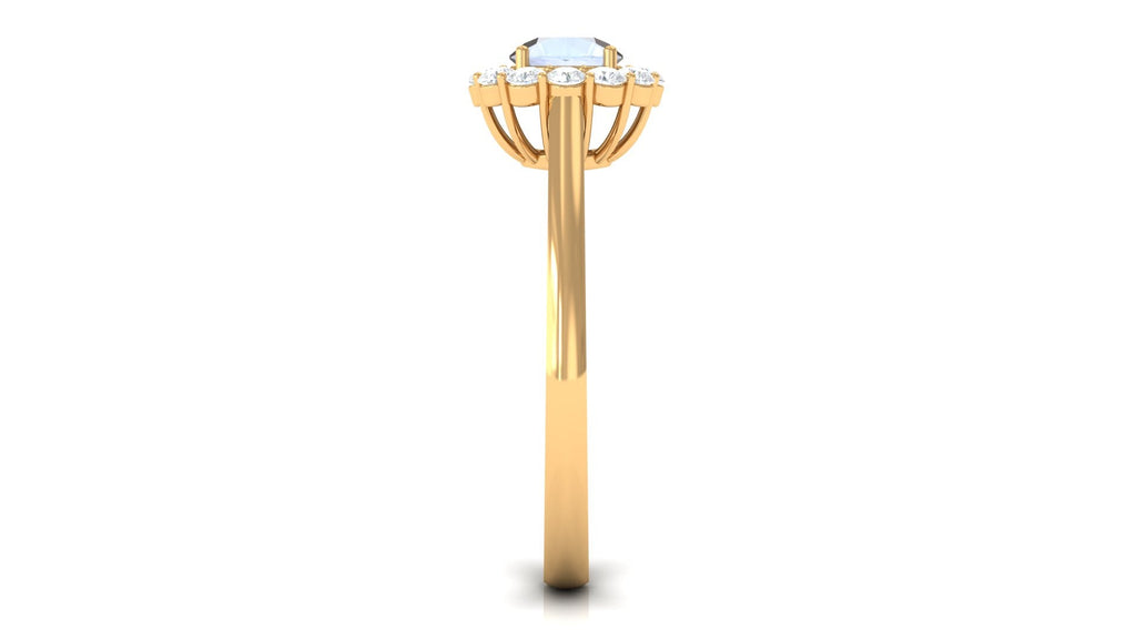 0.3 Carat Moonstone and Diamond Floating Halo Engagement Ring