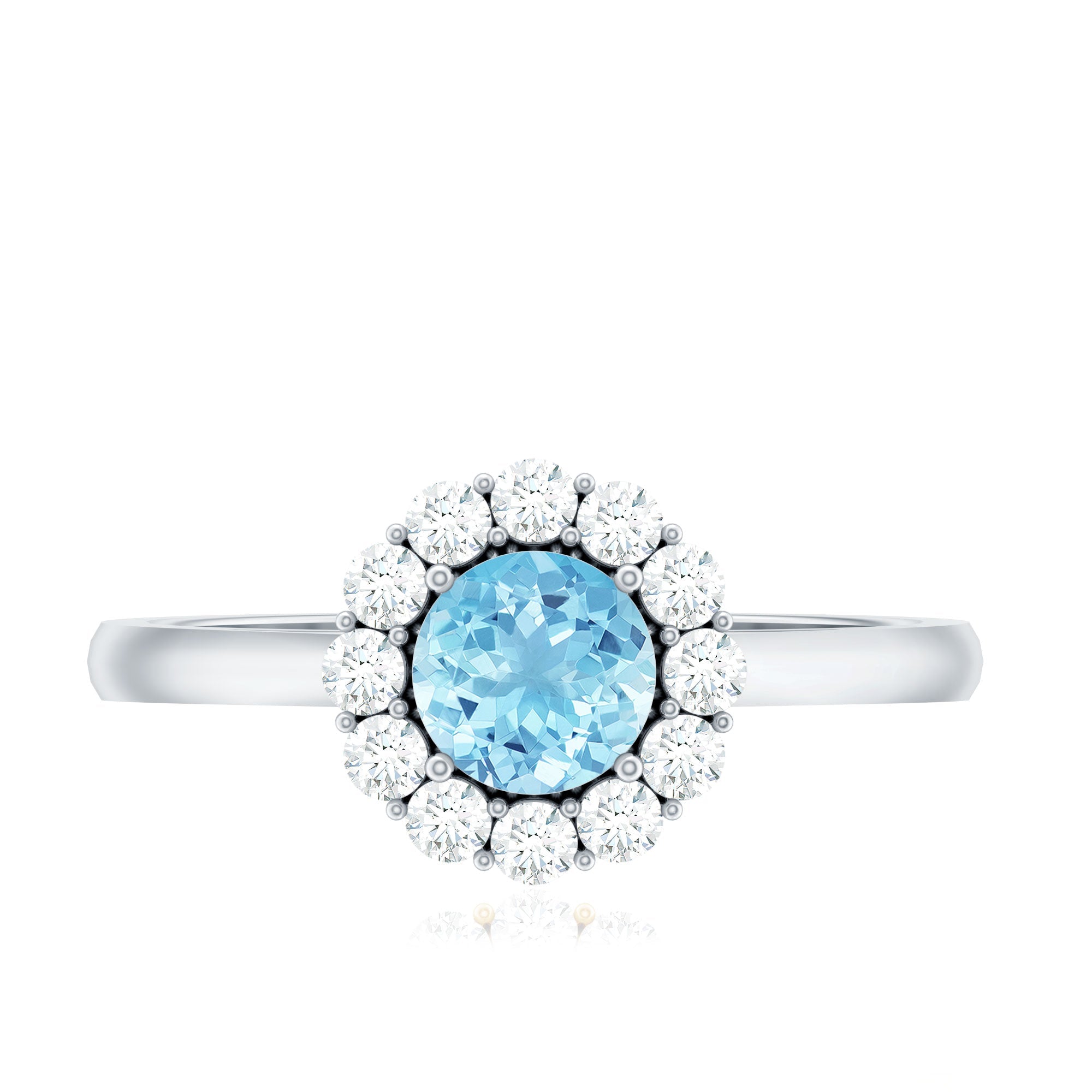 0.8 Carat Aquamarine and Diamond Floating Halo Engagement Ring