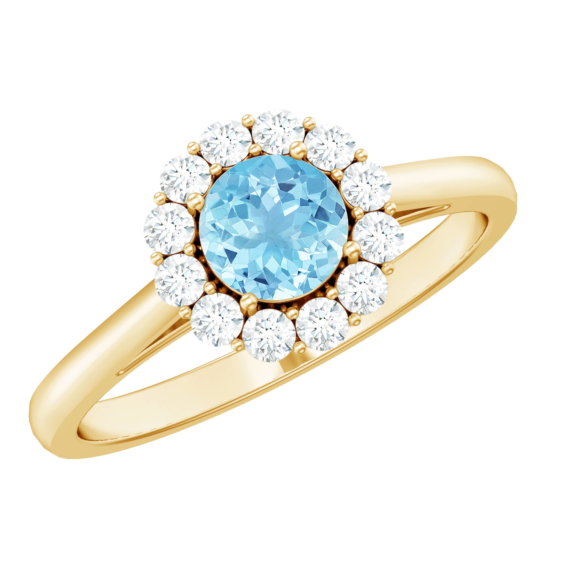 0.8 Carat Aquamarine and Diamond Floating Halo Engagement Ring | Rings | Wiccan Center