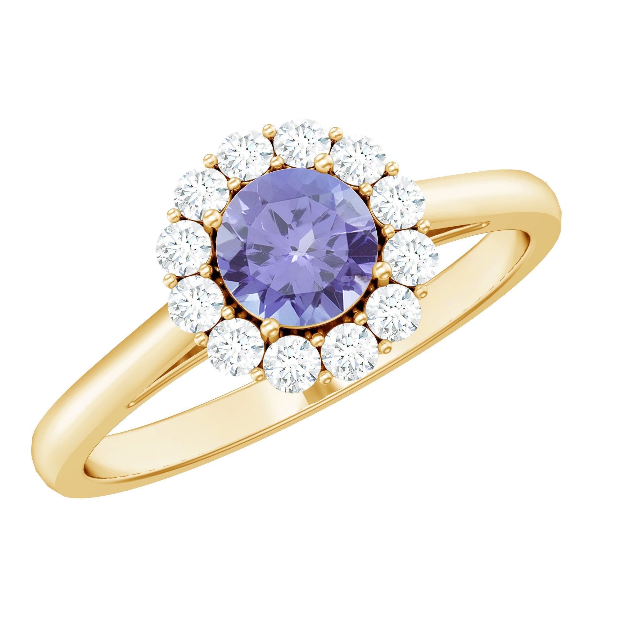 Genuine Tanzanite Classic Engagement Ring with Diamond Halo | Rings | Wiccan Center