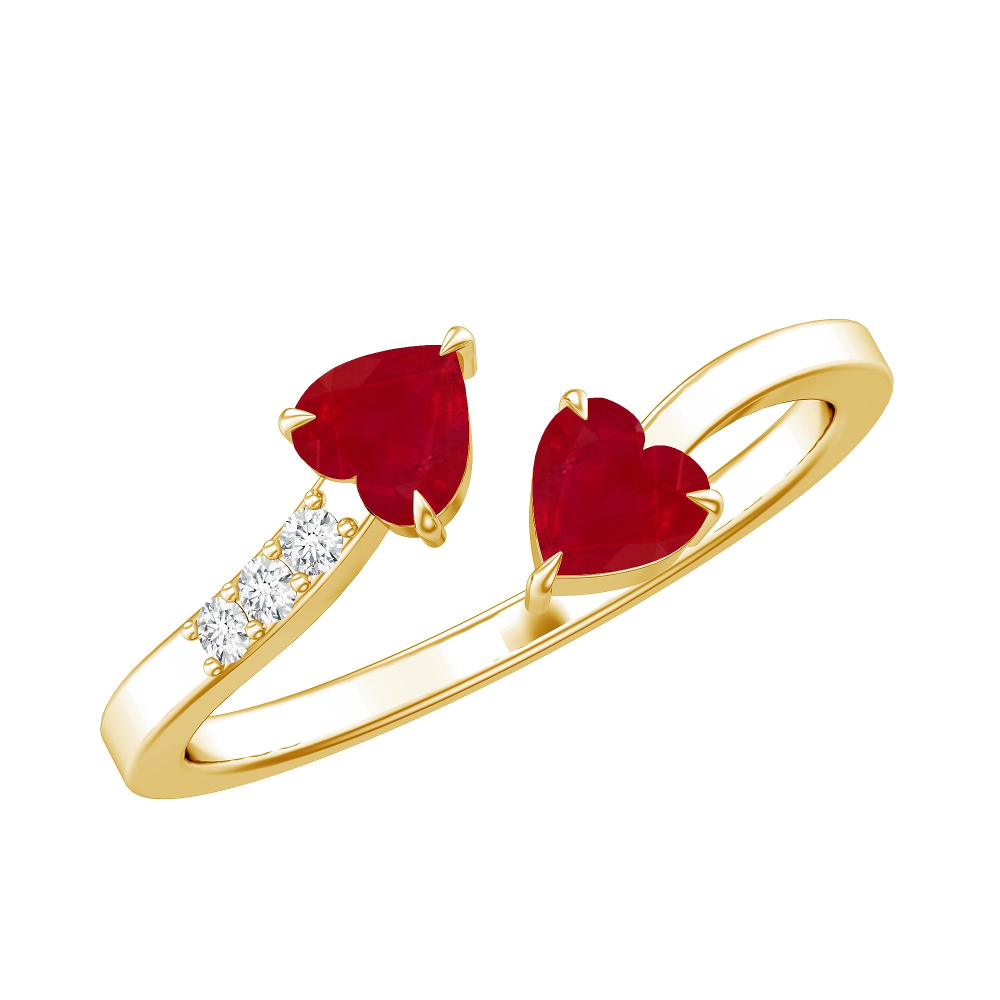 Real Heart Shape Ruby Toi Et Moi Promise Ring with Diamond | Rings | Wiccan Center