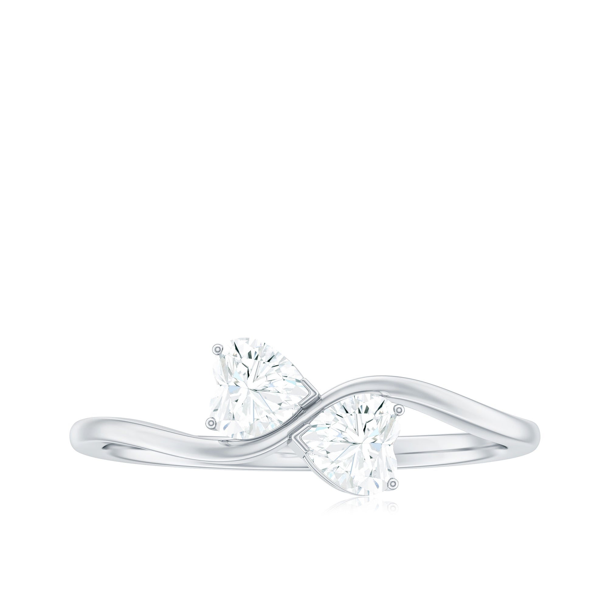 Heart Shape Moissanite Toi Et Moi Promise Ring
