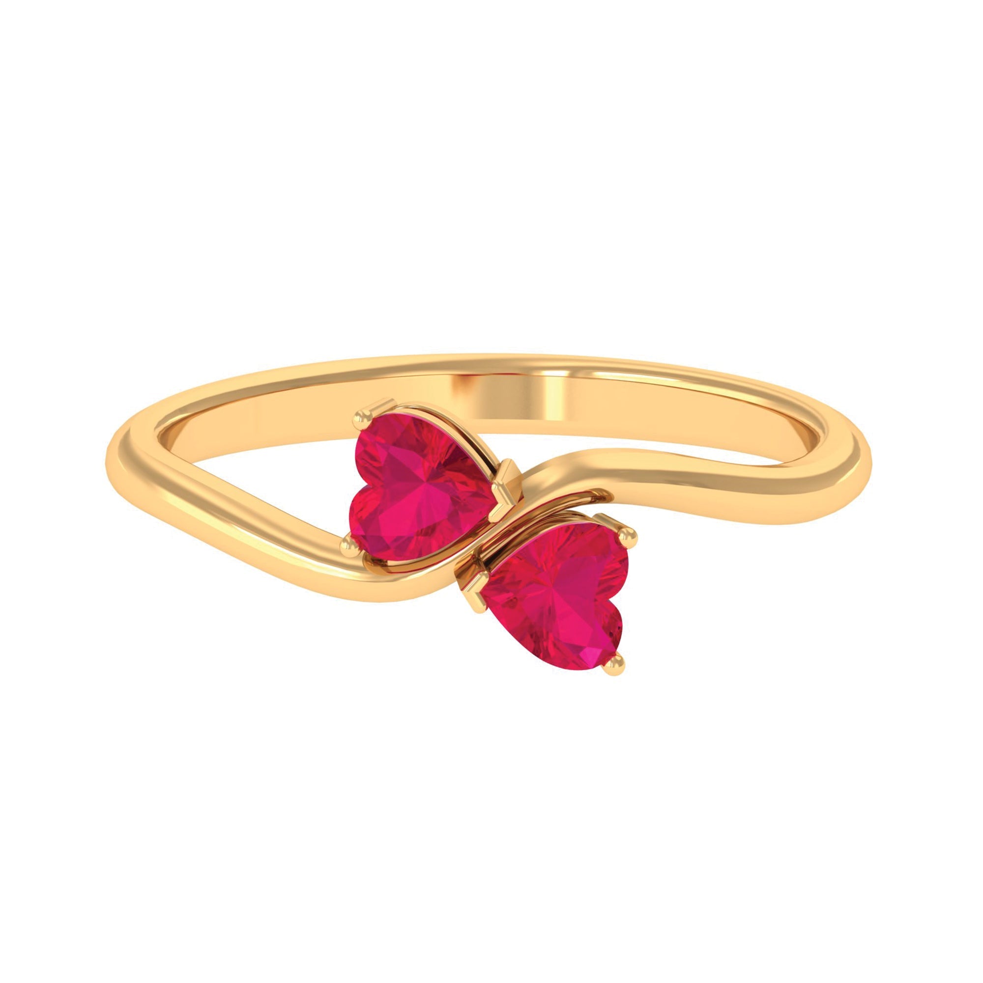 Natural Ruby Toi Et Moi Heart Promise Ring for Women | Rings | Wiccan Center