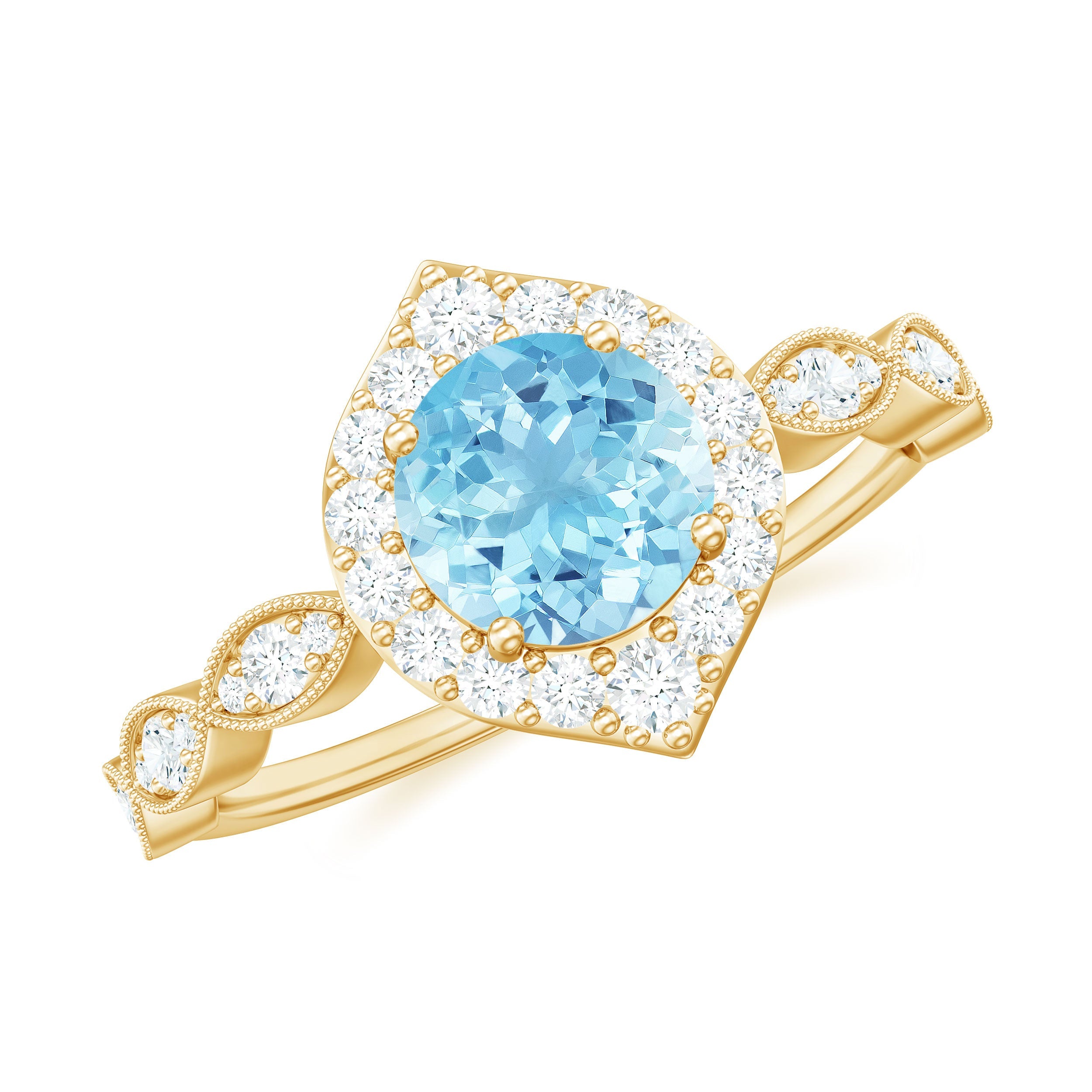 0.8 Carat Aquamarine and Diamond Designer Engagement Ring | Rings | Wiccan Center