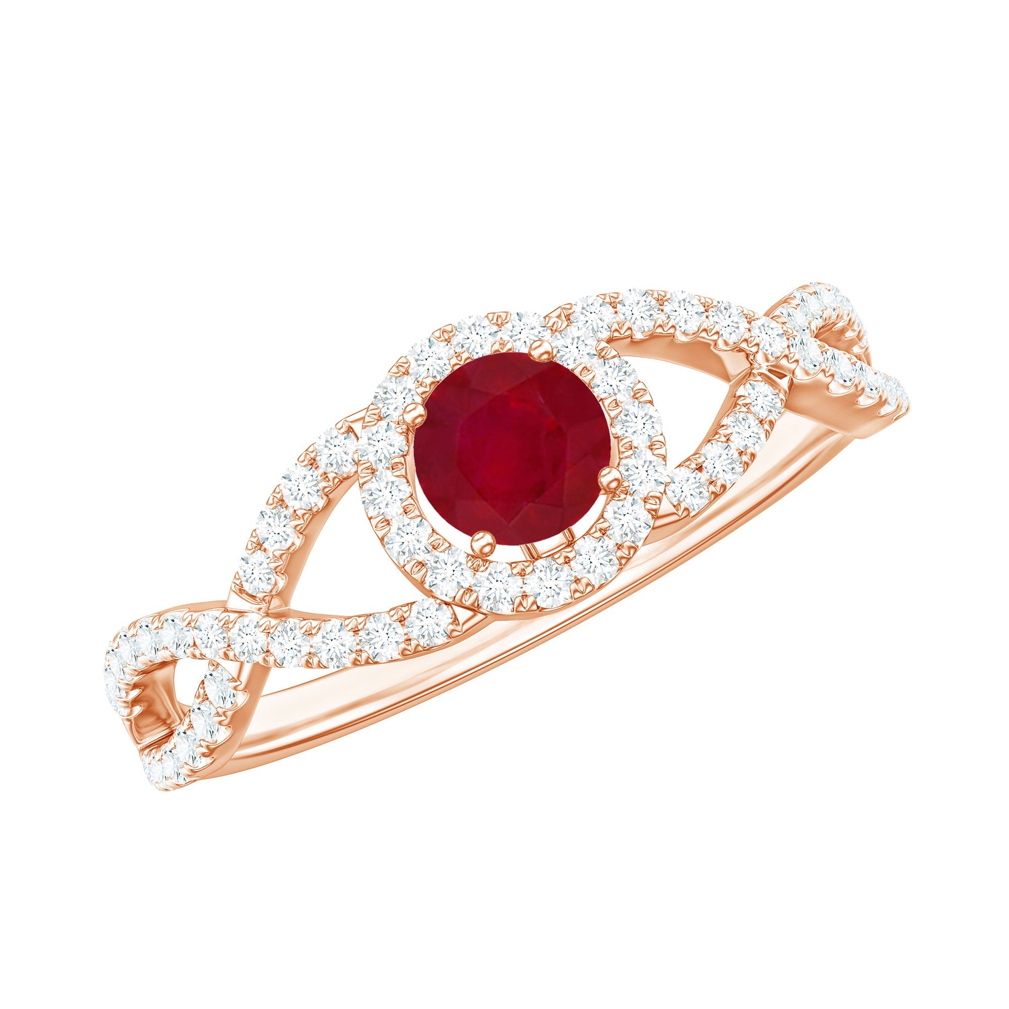 Genuine Ruby Engagement Ring with Diamond Criss Cross Shank | Rings | Wiccan Center