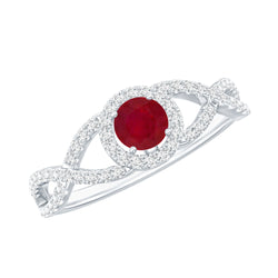 Genuine Ruby Engagement Ring with Diamond Criss Cross Shank | Rings | Wiccan Center