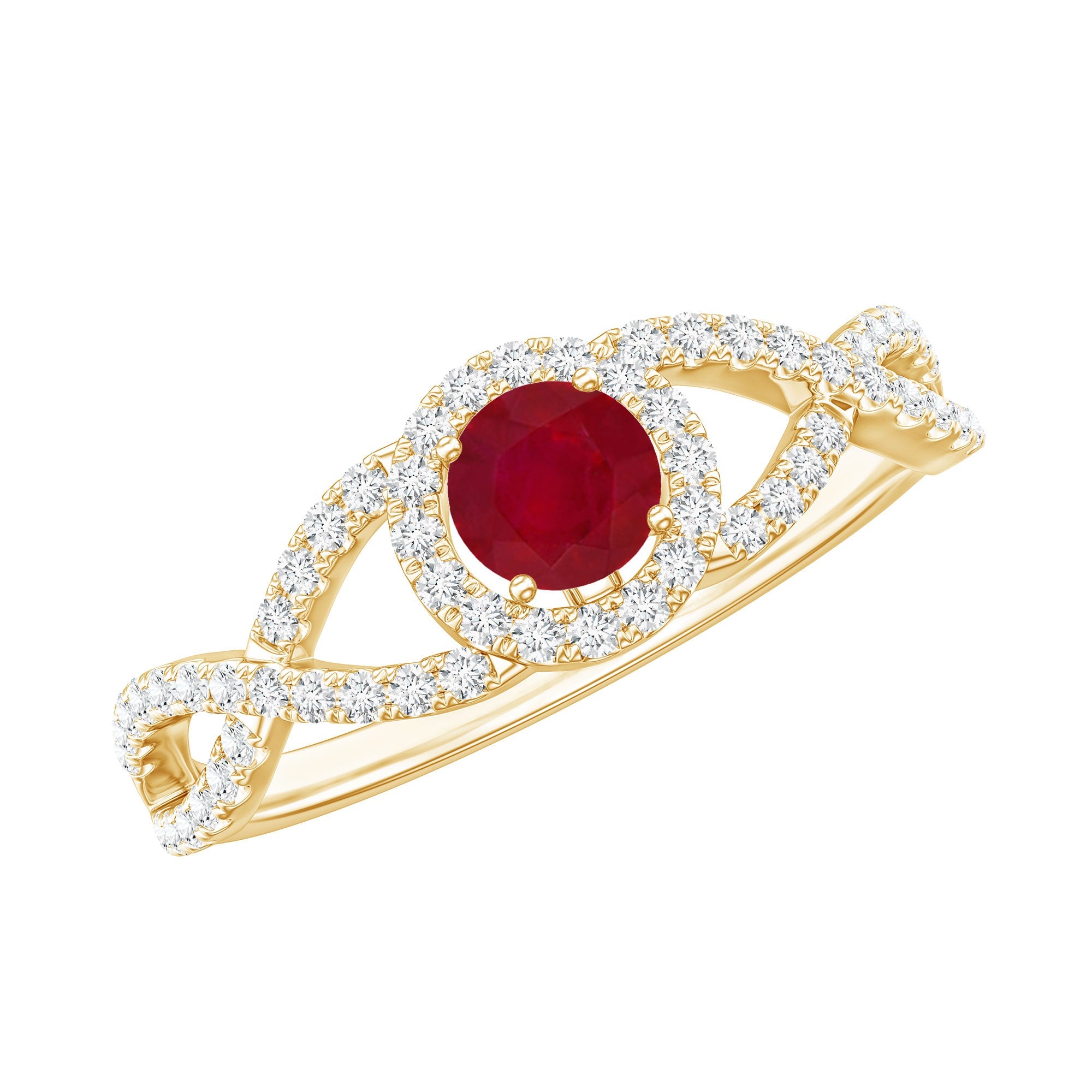 Genuine Ruby Engagement Ring with Diamond Criss Cross Shank | Rings | Wiccan Center