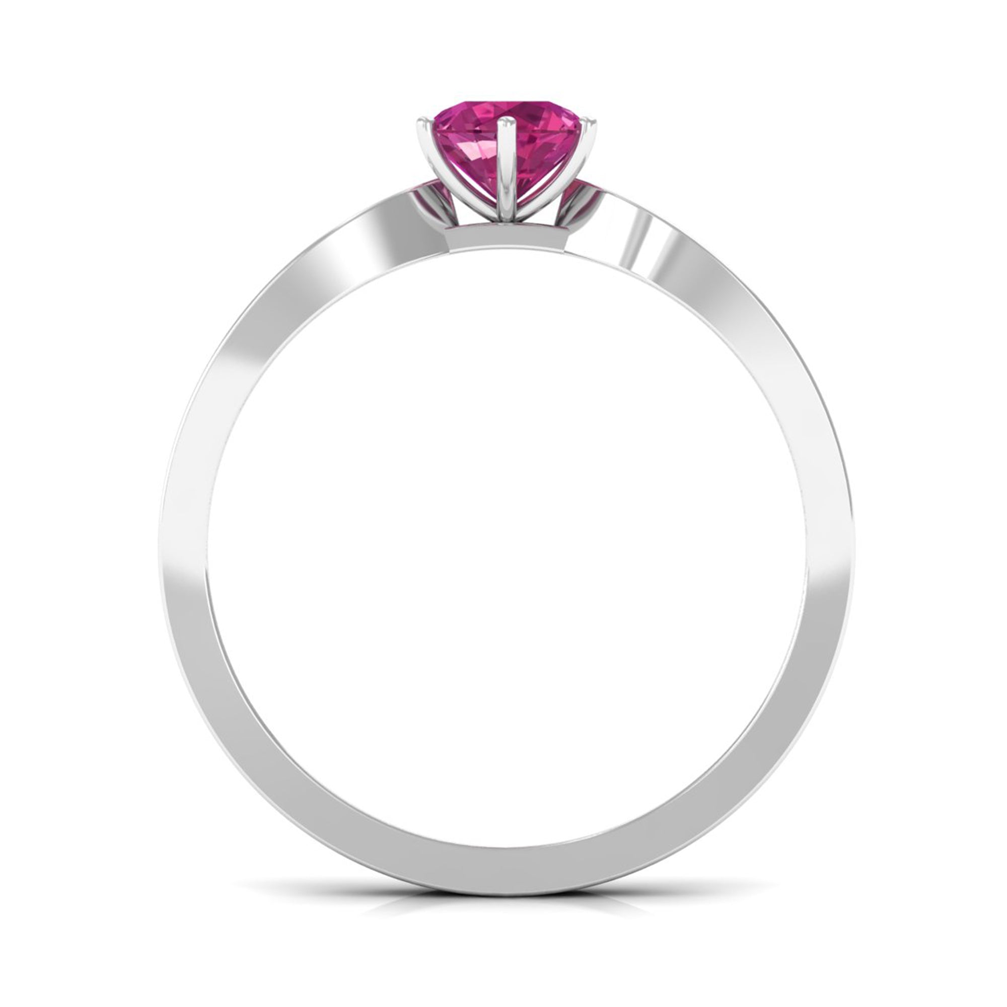 0.4 Carat Pink Tourmaline Engagement Ring with Diamond Side Stones