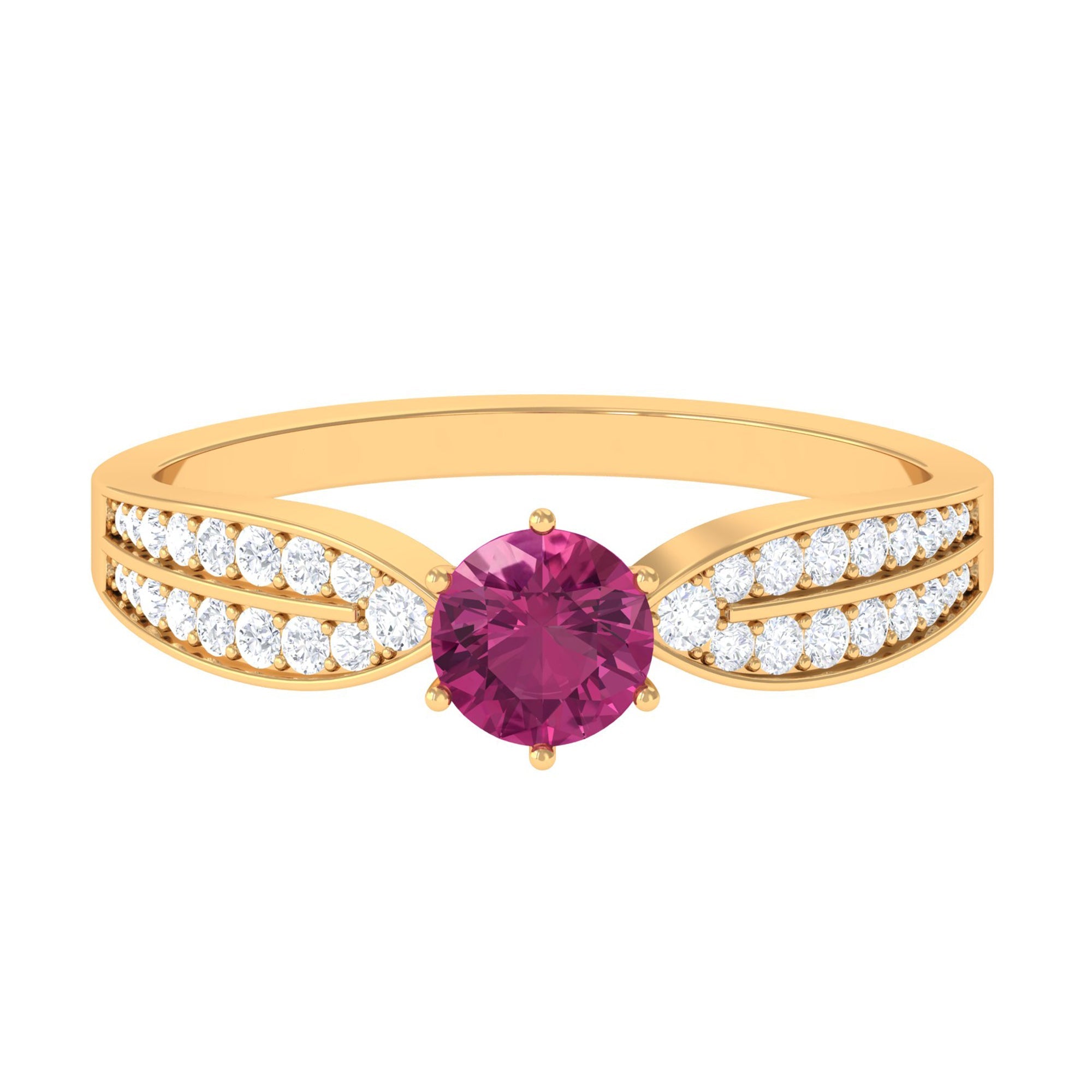 0.4 Carat Pink Tourmaline Engagement Ring with Diamond Side Stones | Rings | Wiccan Center