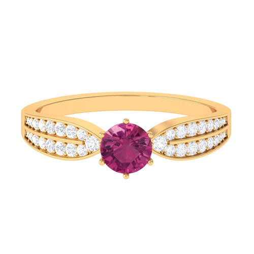 0.4 Carat Pink Tourmaline Engagement Ring with Diamond Side Stones | Rings | Wiccan Center
