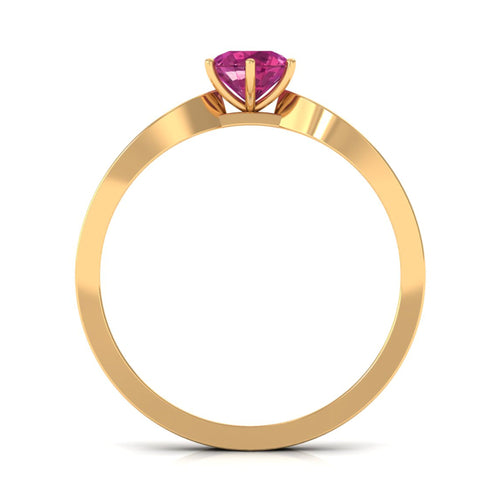 0.4 Carat Pink Tourmaline Engagement Ring with Diamond Side Stones | Rings | Wiccan Center