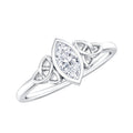 Natural Bezel Set Marquise Diamond Engagement Ring with Celtic Knot