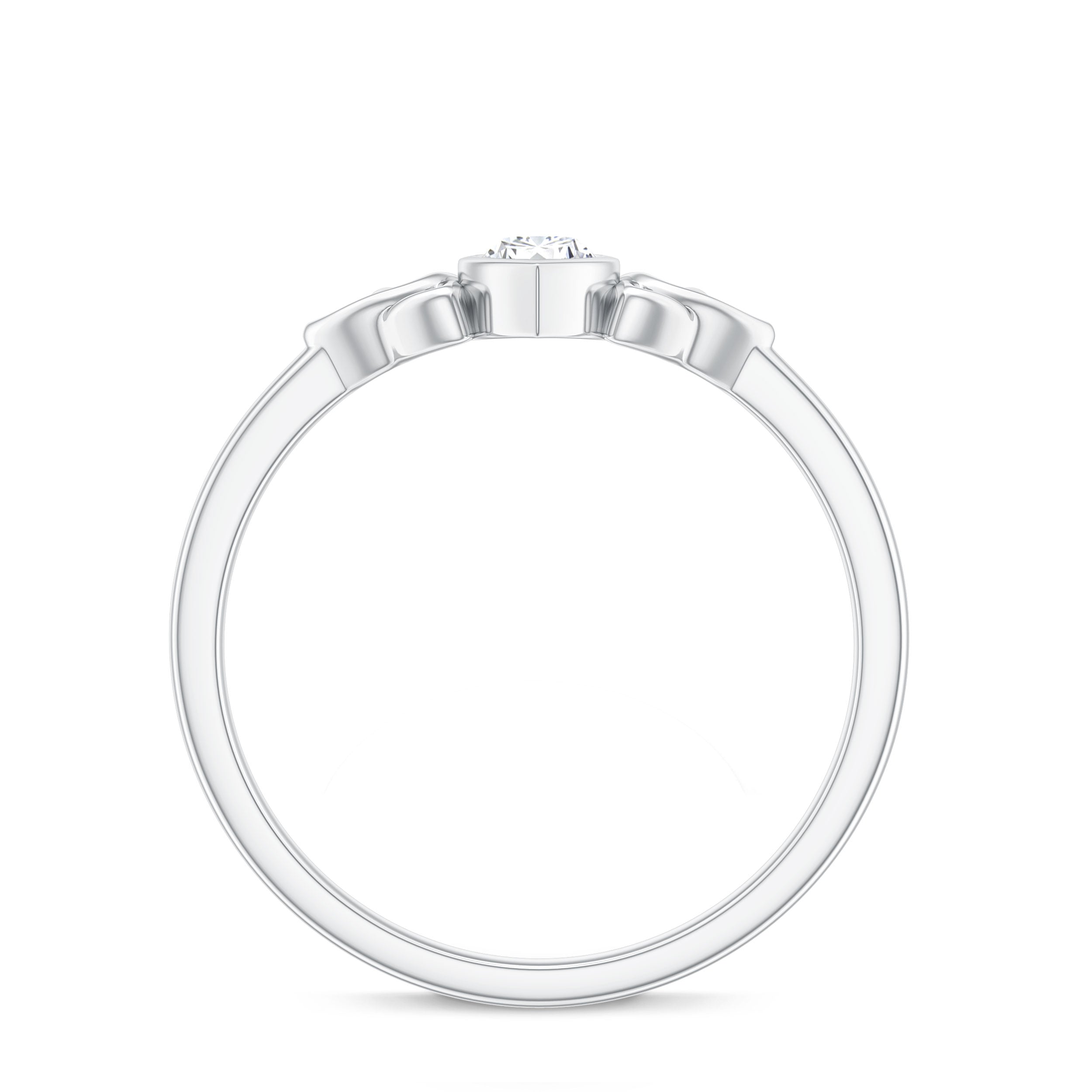 Natural Bezel Set Marquise Diamond Engagement Ring with Celtic Knot