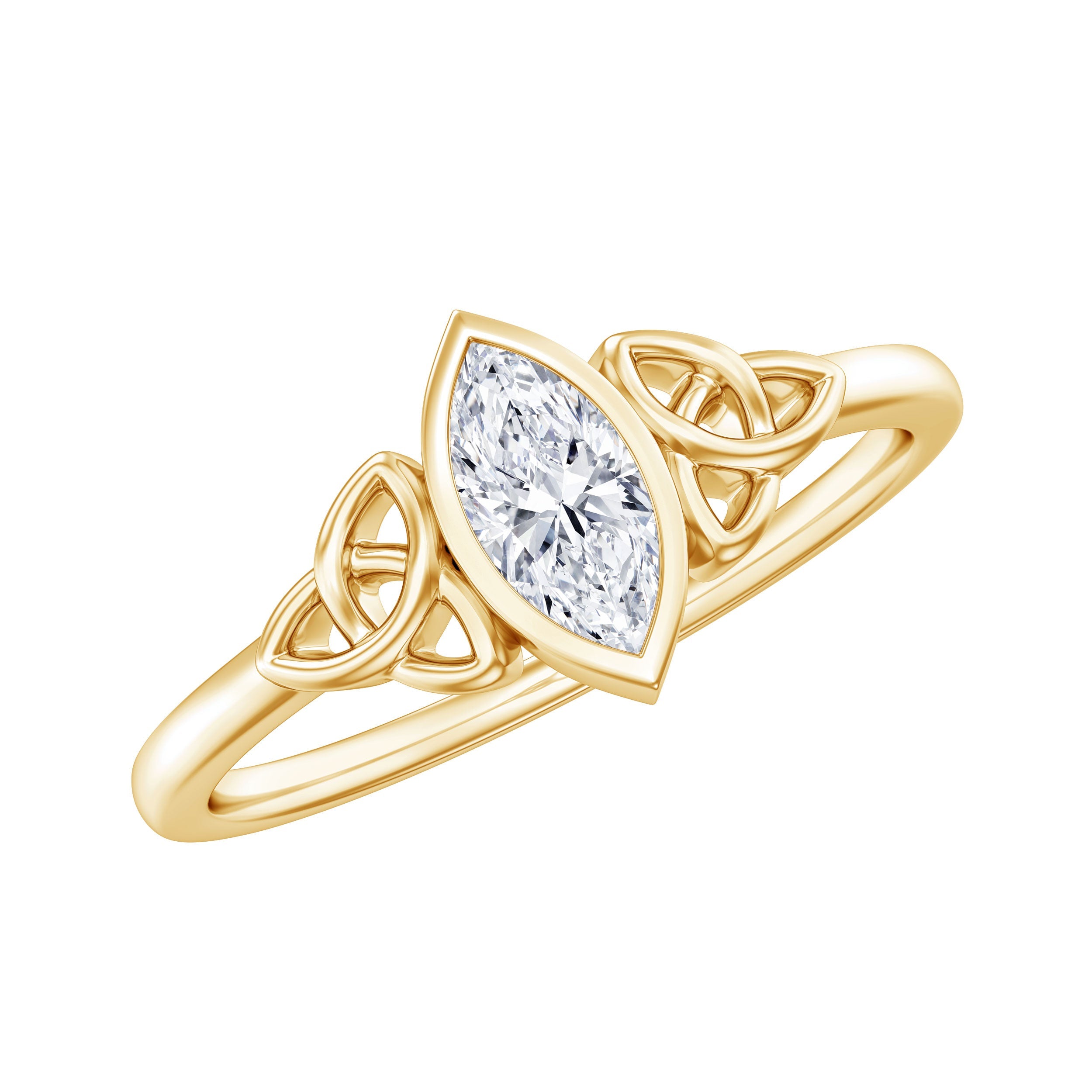 Natural Bezel Set Marquise Diamond Engagement Ring with Celtic Knot | Rings | Wiccan Center