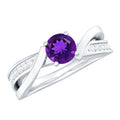 Real Amethyst Engagement Ring with Diamond Infinity Shank
