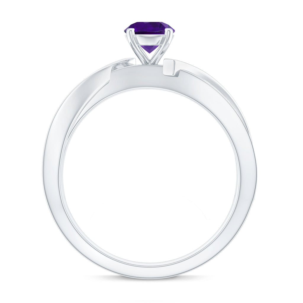 Real Amethyst Engagement Ring with Diamond Infinity Shank