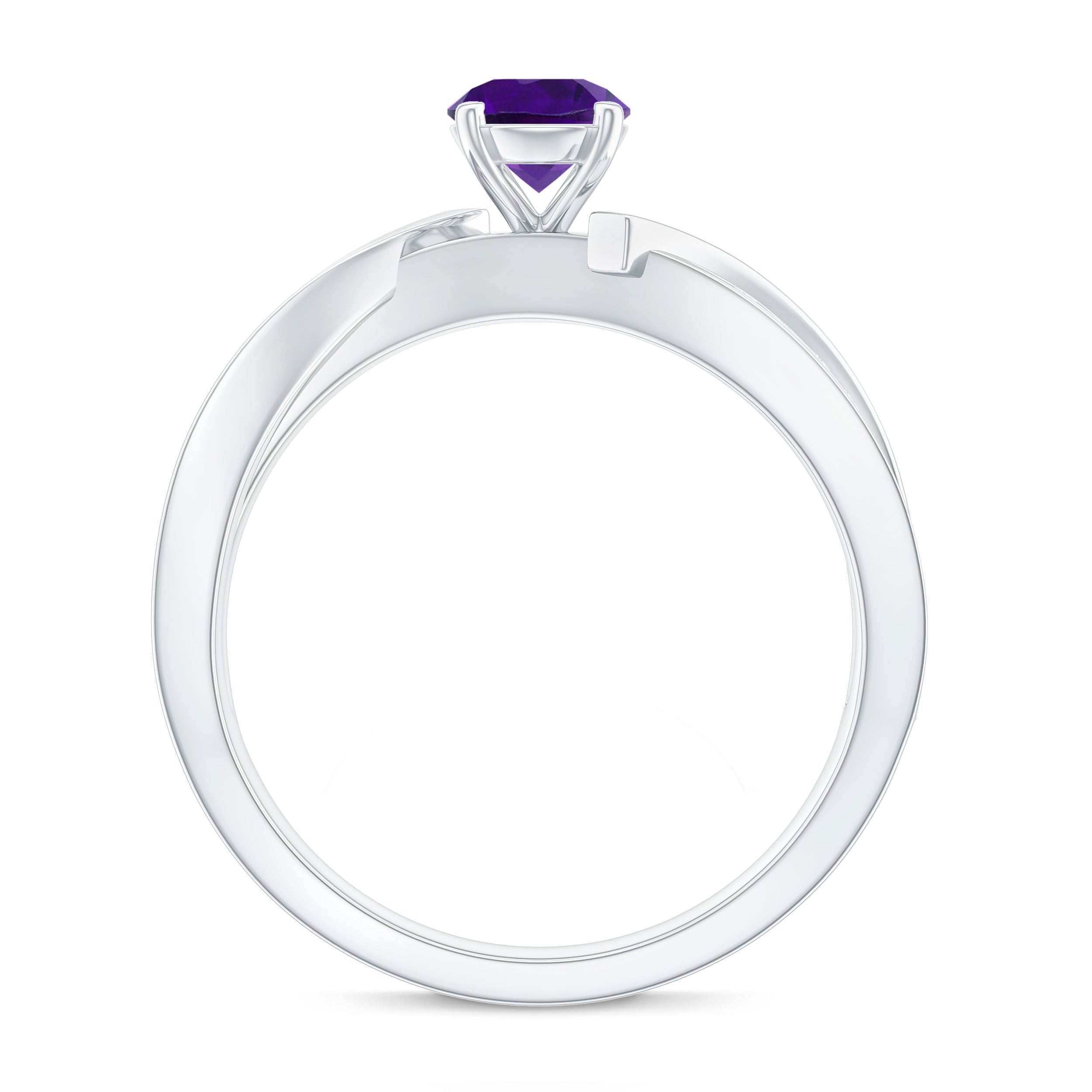Real Amethyst Engagement Ring with Diamond Infinity Shank