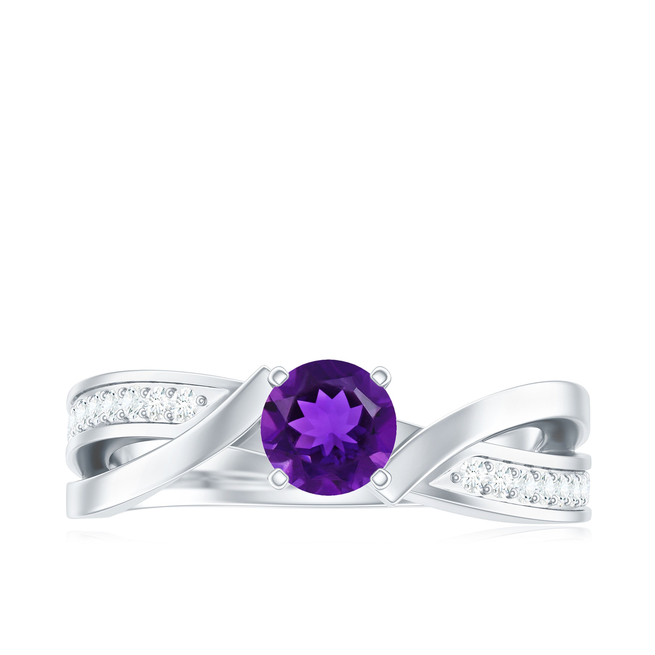 Real Amethyst Engagement Ring with Diamond Infinity Shank