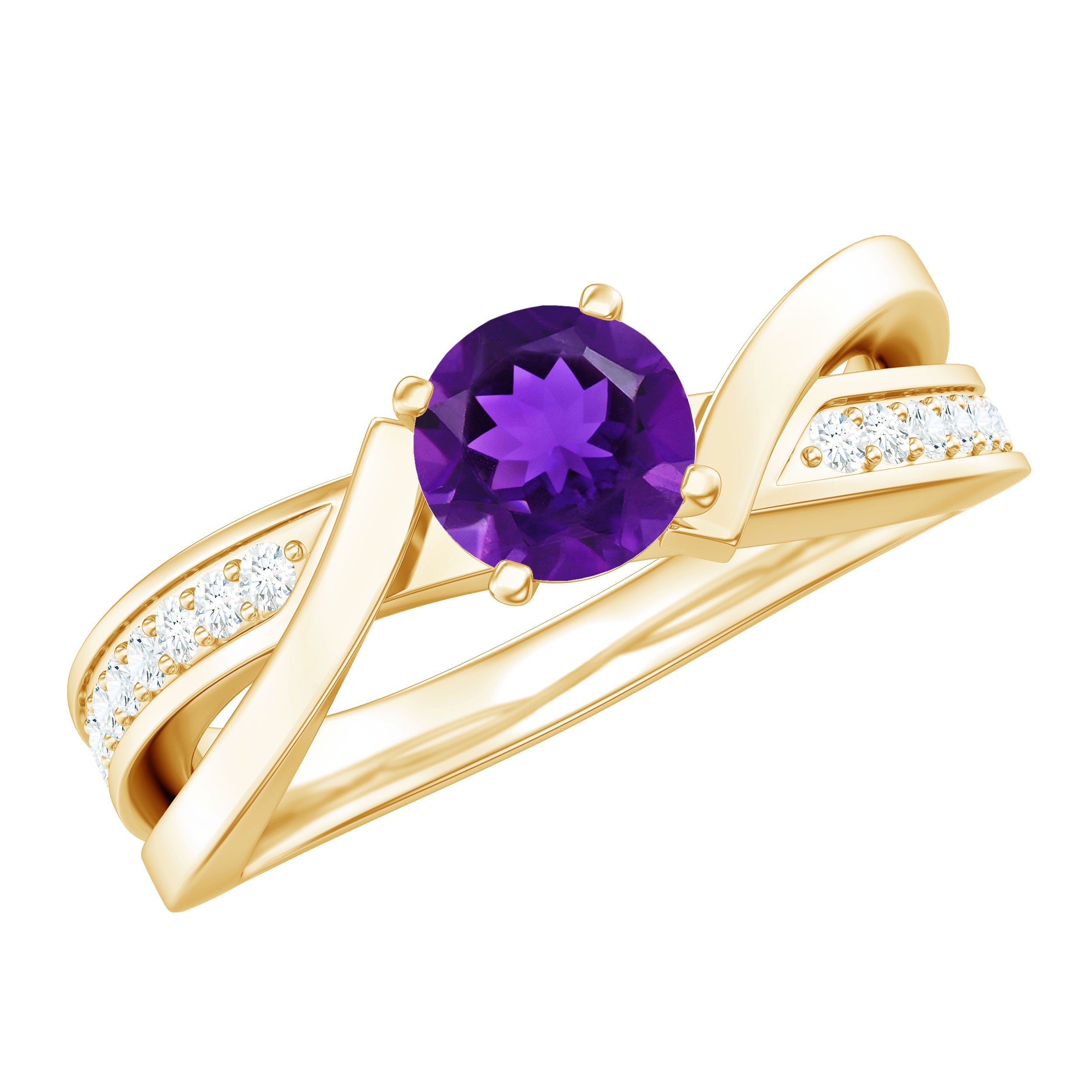 Real Amethyst Engagement Ring with Diamond Infinity Shank | Rings | Wiccan Center