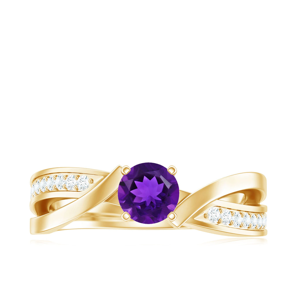 Real Amethyst Engagement Ring with Diamond Infinity Shank