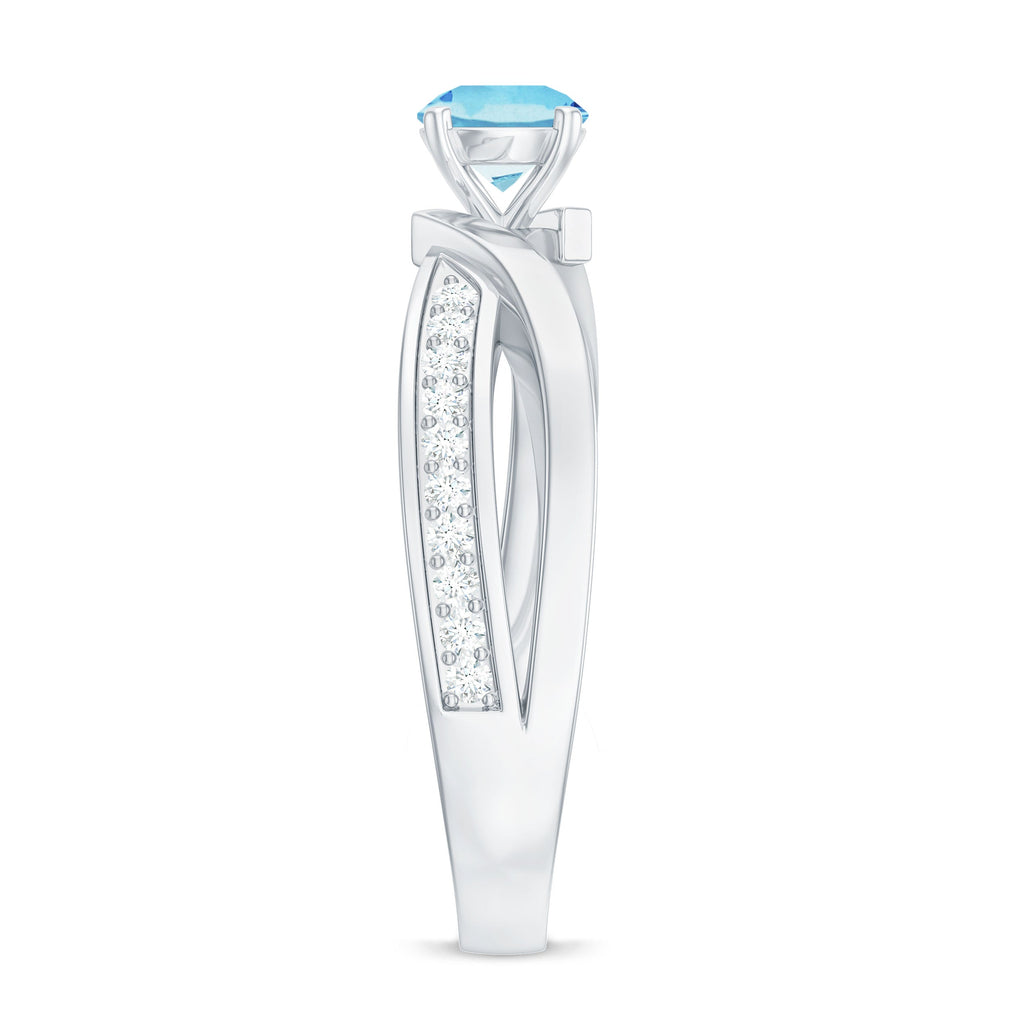 Natural 0.8 Carat Aquamarine and Diamond Infinity Engagement Ring