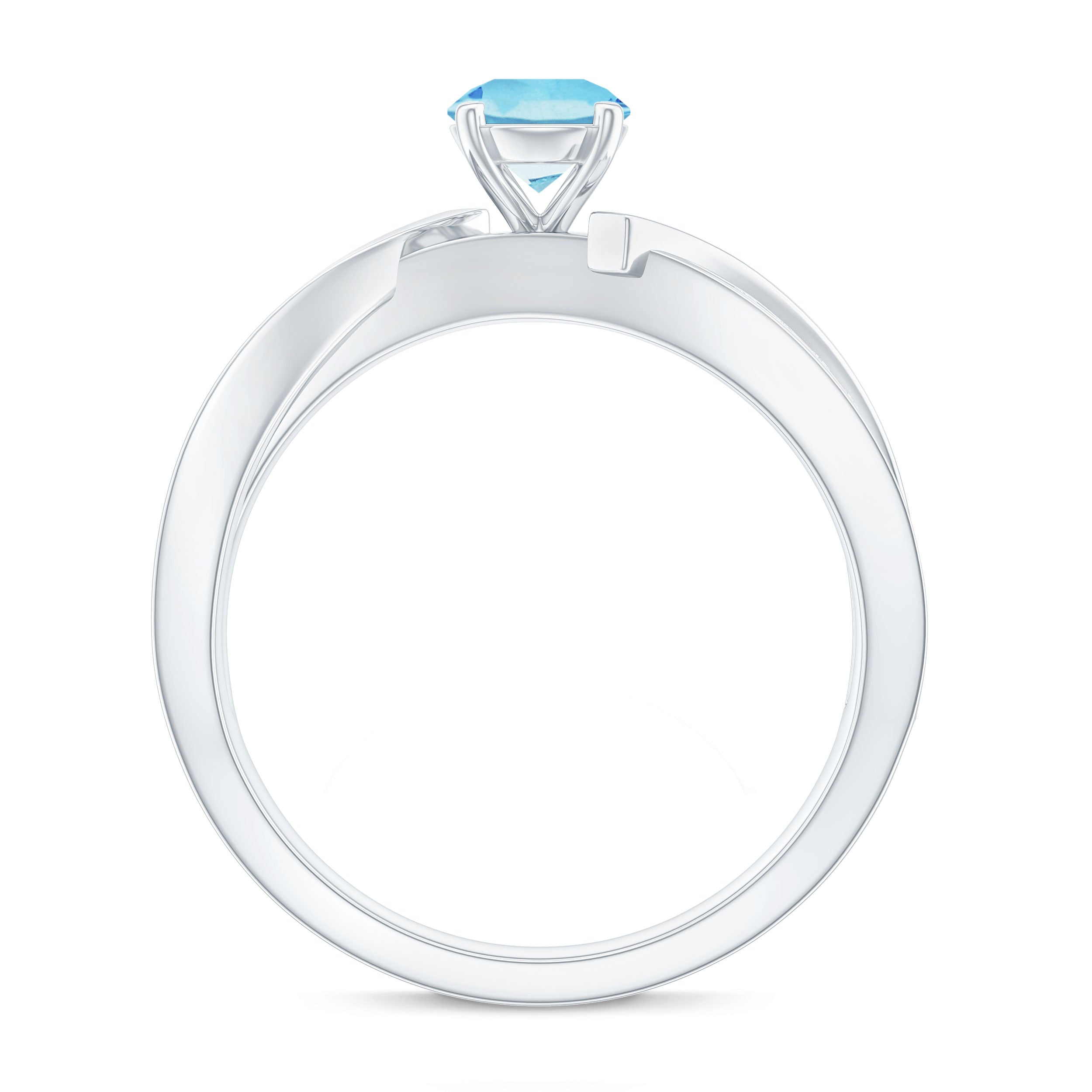 Natural 0.8 Carat Aquamarine and Diamond Infinity Engagement Ring