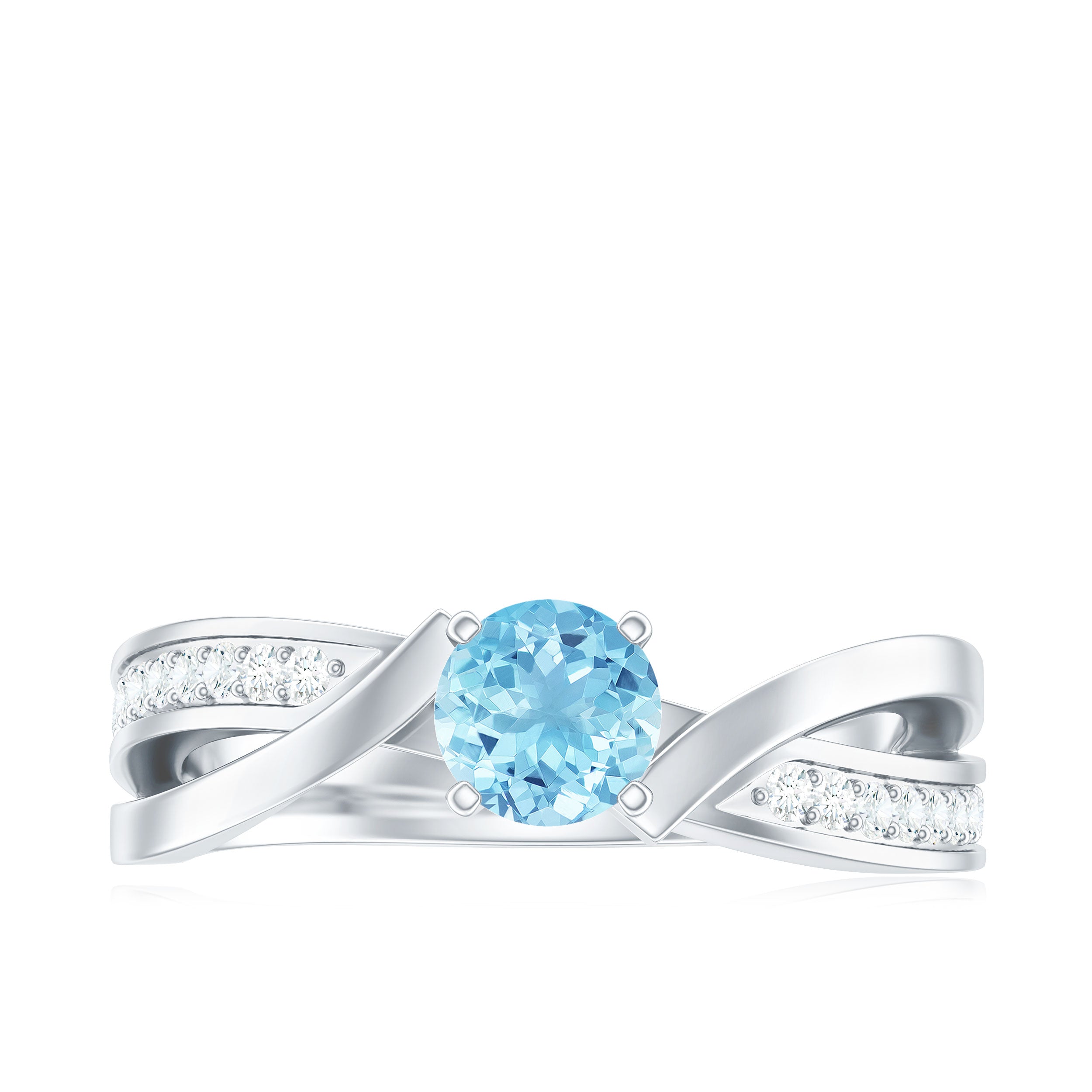 Natural 0.8 Carat Aquamarine and Diamond Infinity Engagement Ring