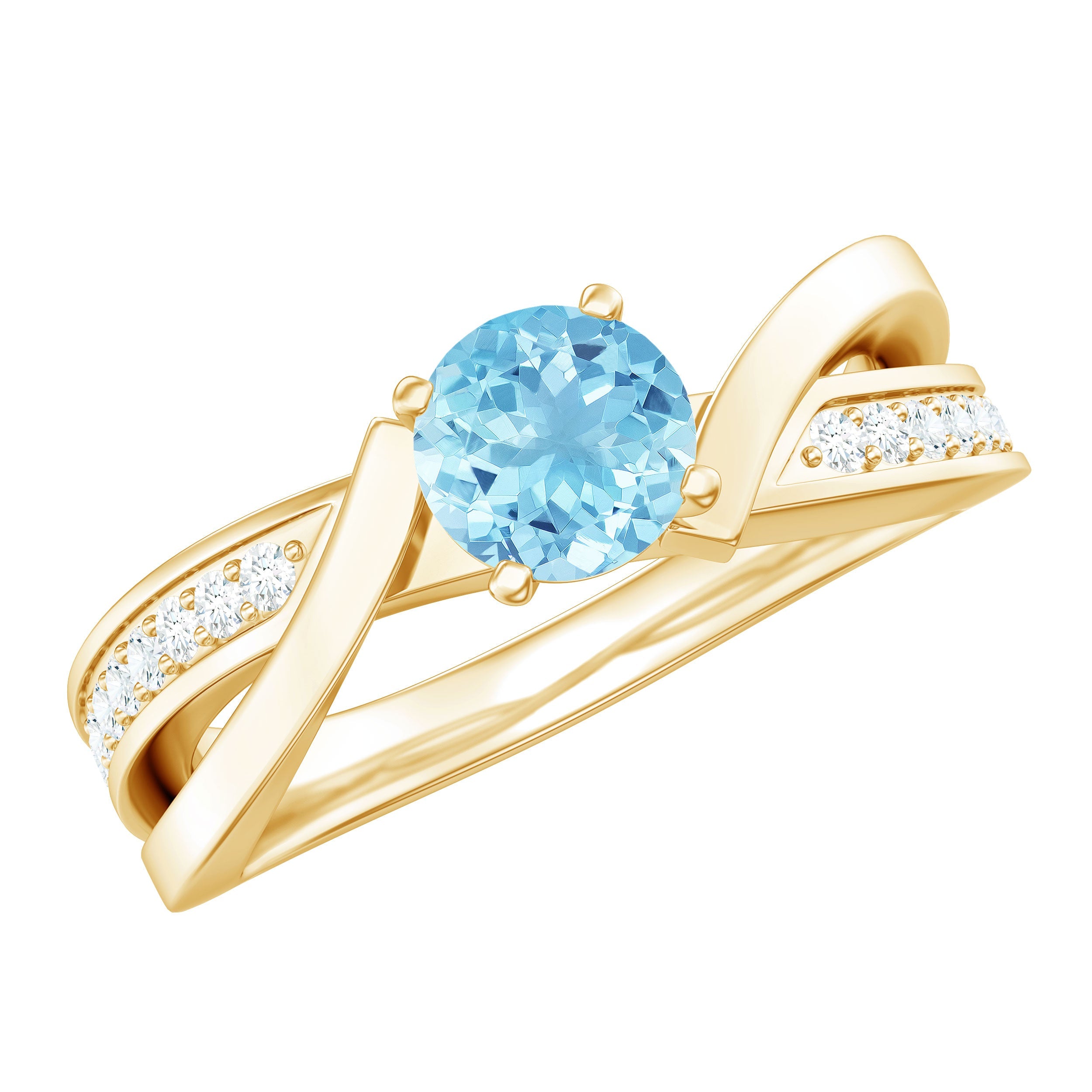 Natural 0.8 Carat Aquamarine and Diamond Infinity Engagement Ring | Rings | Wiccan Center