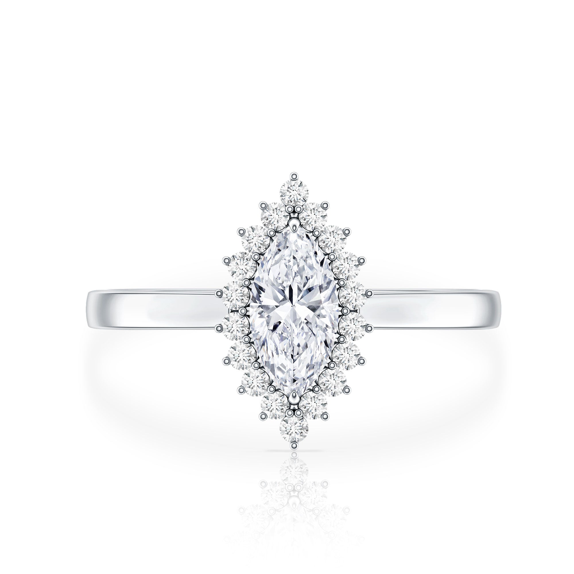 Certified Brilliant Cut Moissanite Marquise Engagement Ring