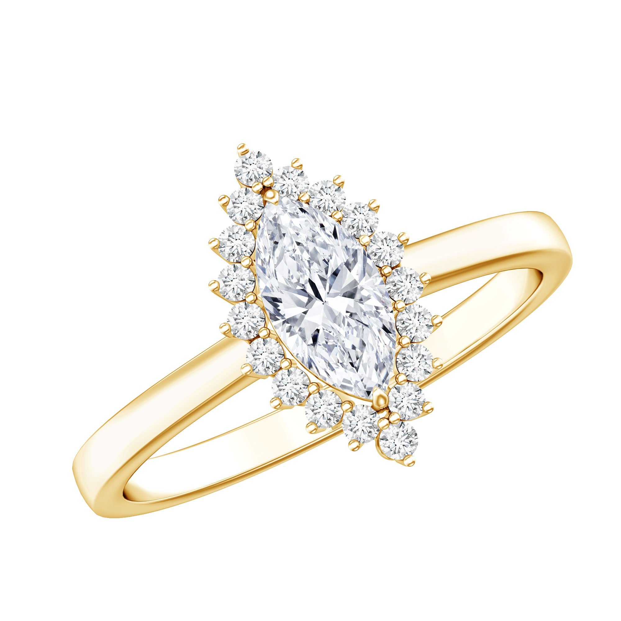 Certified Brilliant Cut Moissanite Marquise Engagement Ring | Rings | Wiccan Center