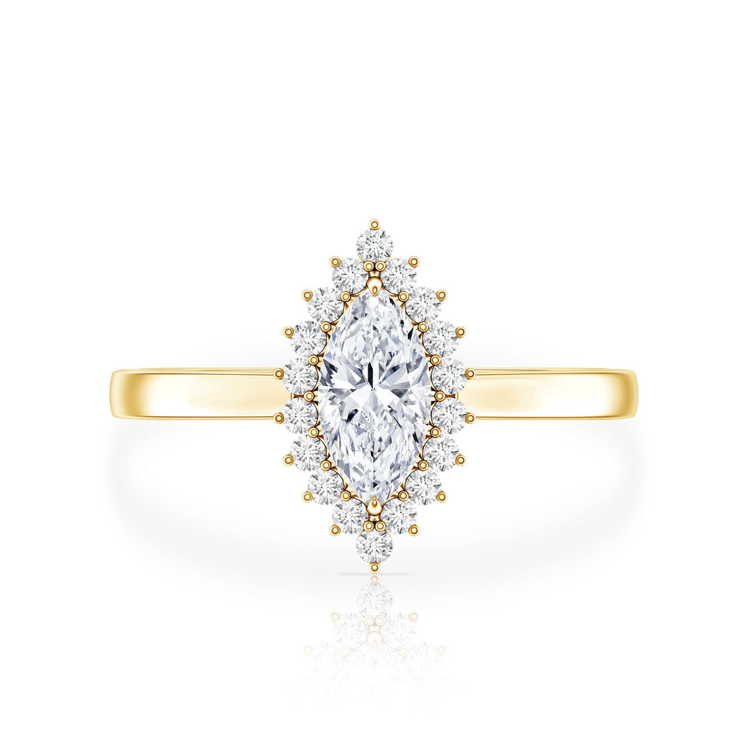 Certified Brilliant Cut Moissanite Marquise Engagement Ring