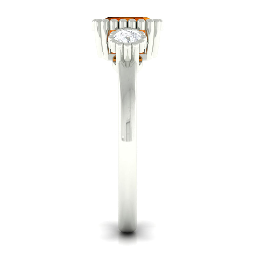 1 Carat East West Fire Opal Engagement Ring with Diamond
