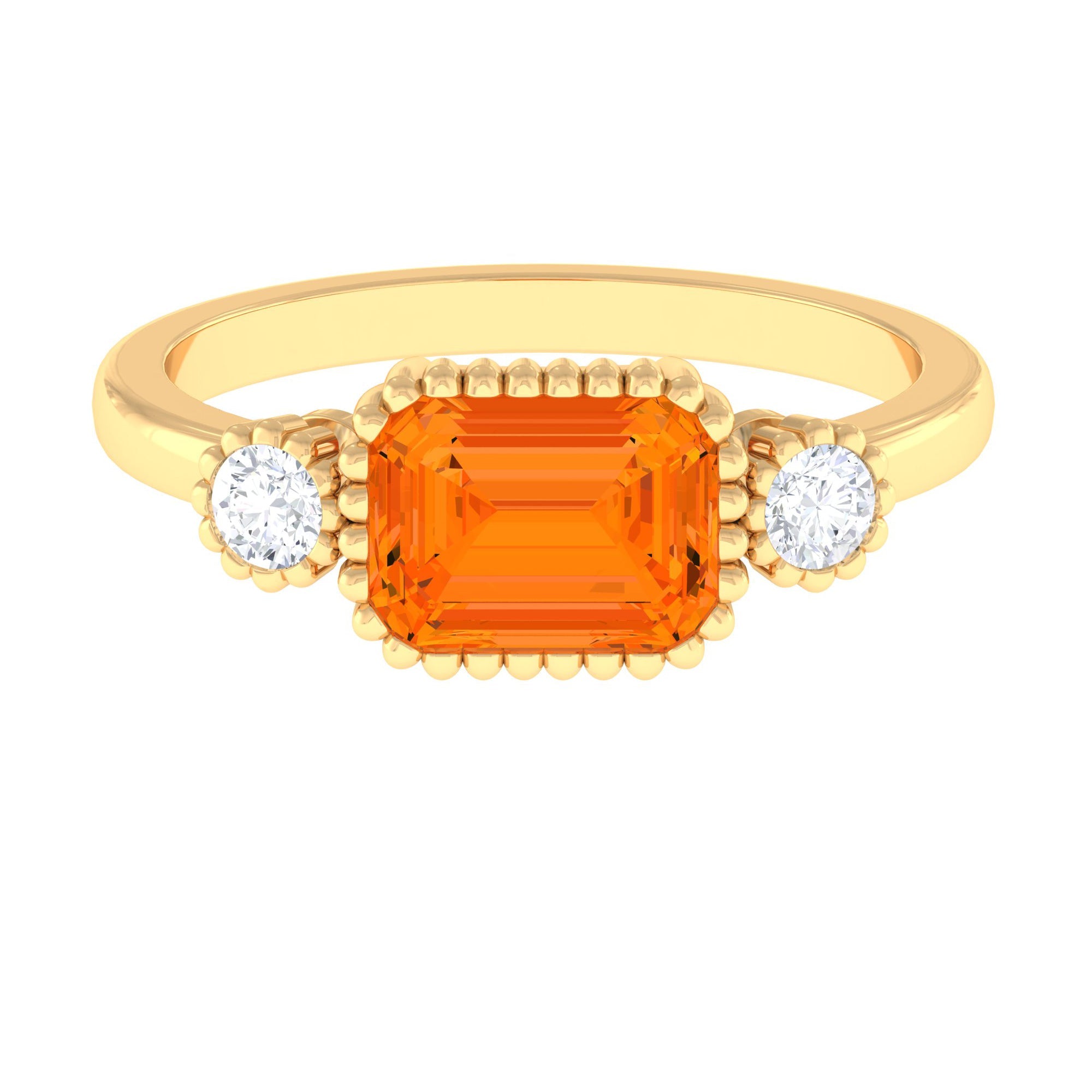 1 Carat East West Fire Opal Engagement Ring with Diamond | Rings | Wiccan Center