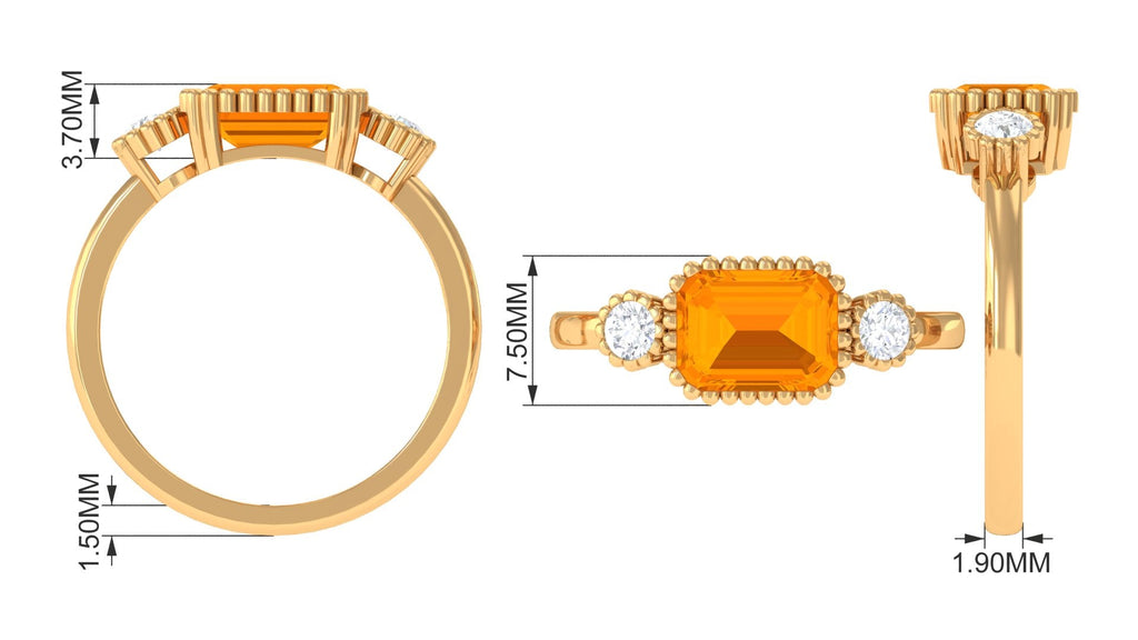 1 Carat East West Fire Opal Engagement Ring with Diamond