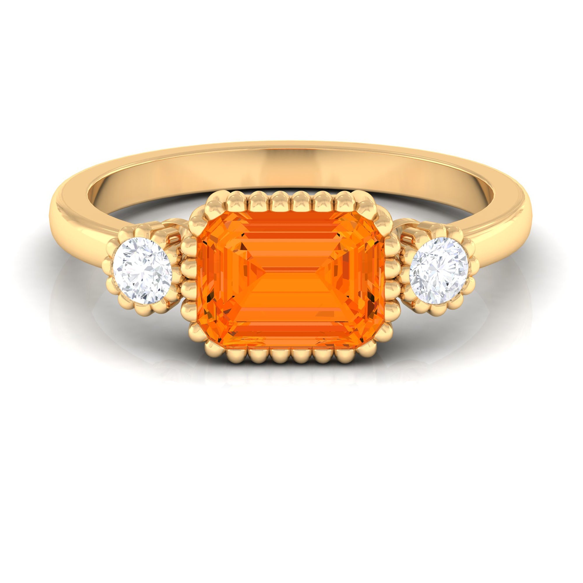 1 Carat East West Fire Opal Engagement Ring with Diamond