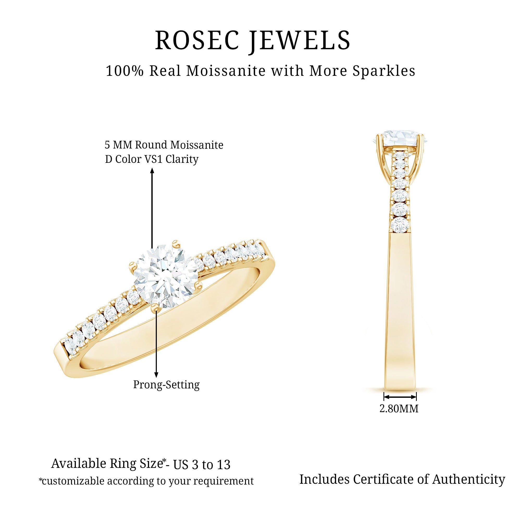 Half Carat Moissanite Engagement Ring