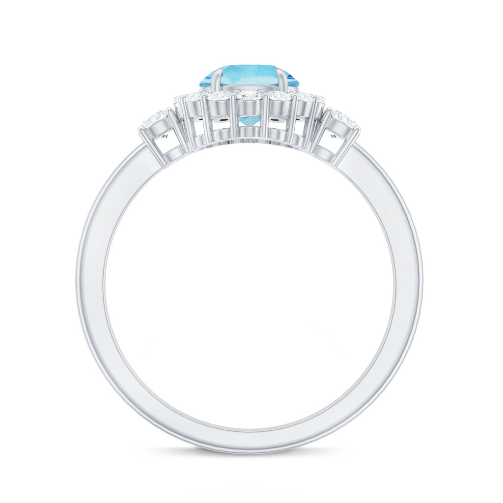 Classic Aquamarine Engagement Ring with Diamond Halo