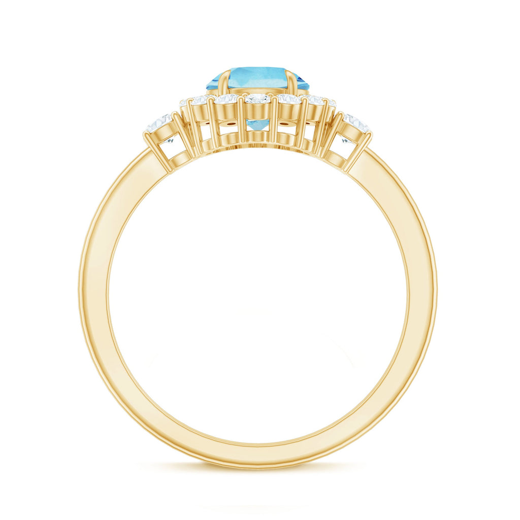 Classic Aquamarine Engagement Ring with Diamond Halo