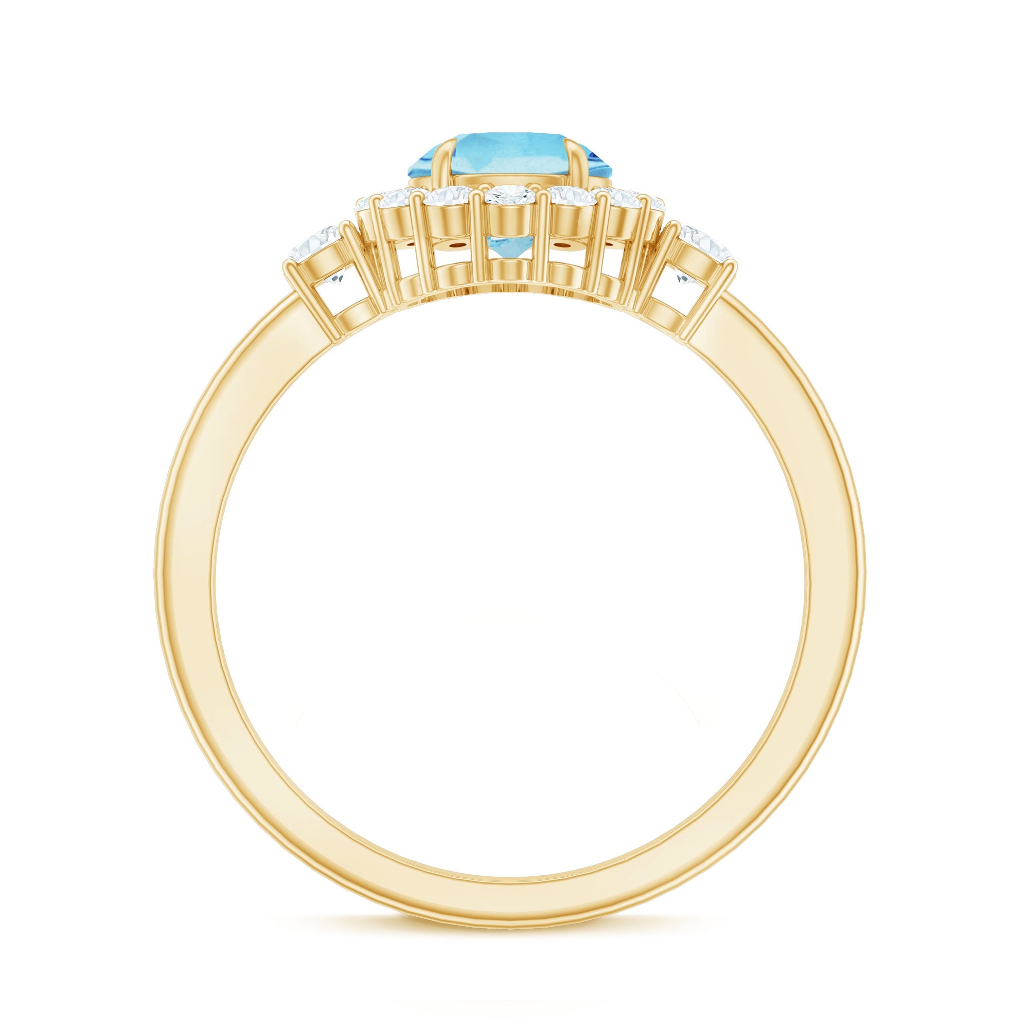 Classic Aquamarine Engagement Ring with Diamond Halo