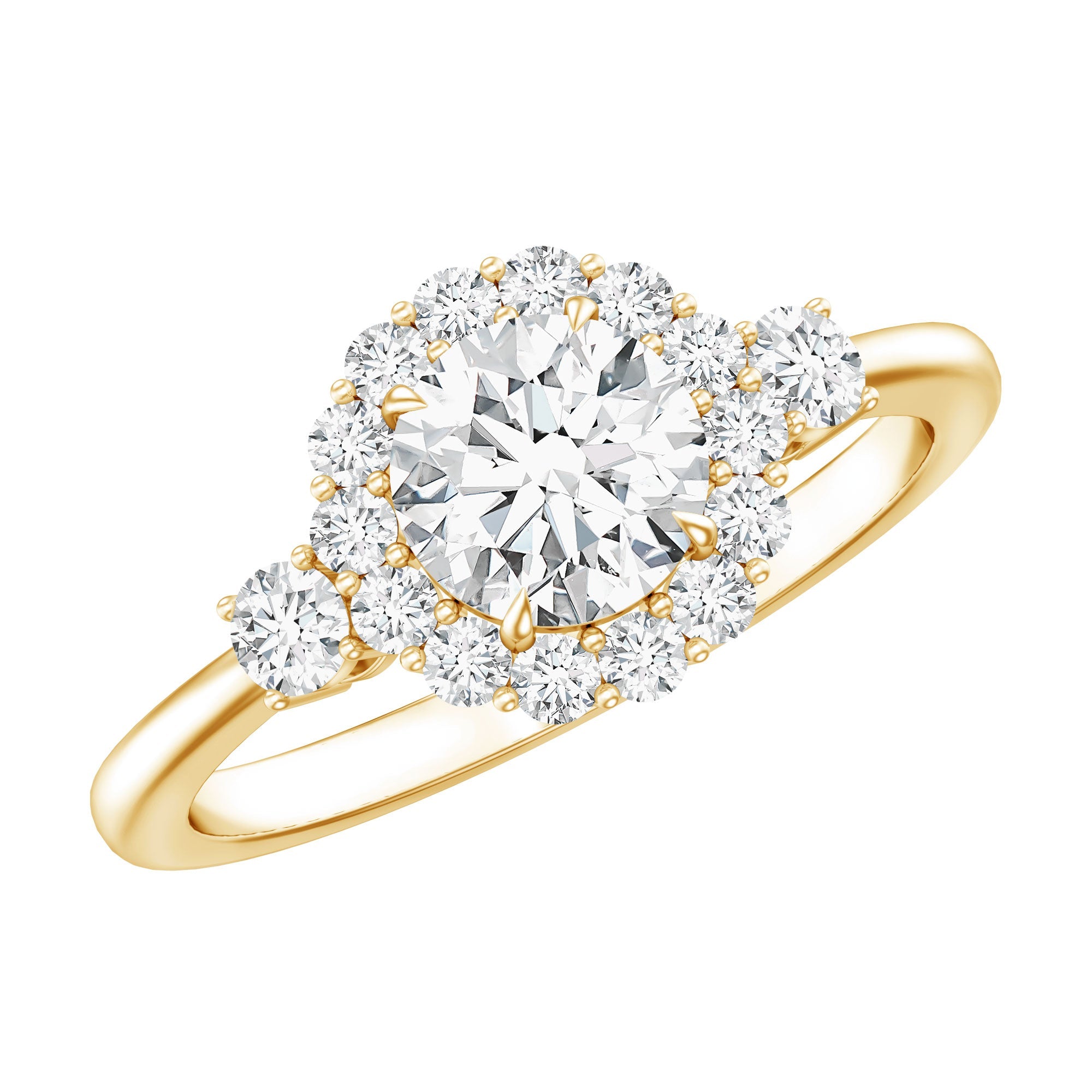 Round Cut Moissanite Halo Engagement Ring with Certificate | Rings | Wiccan Center