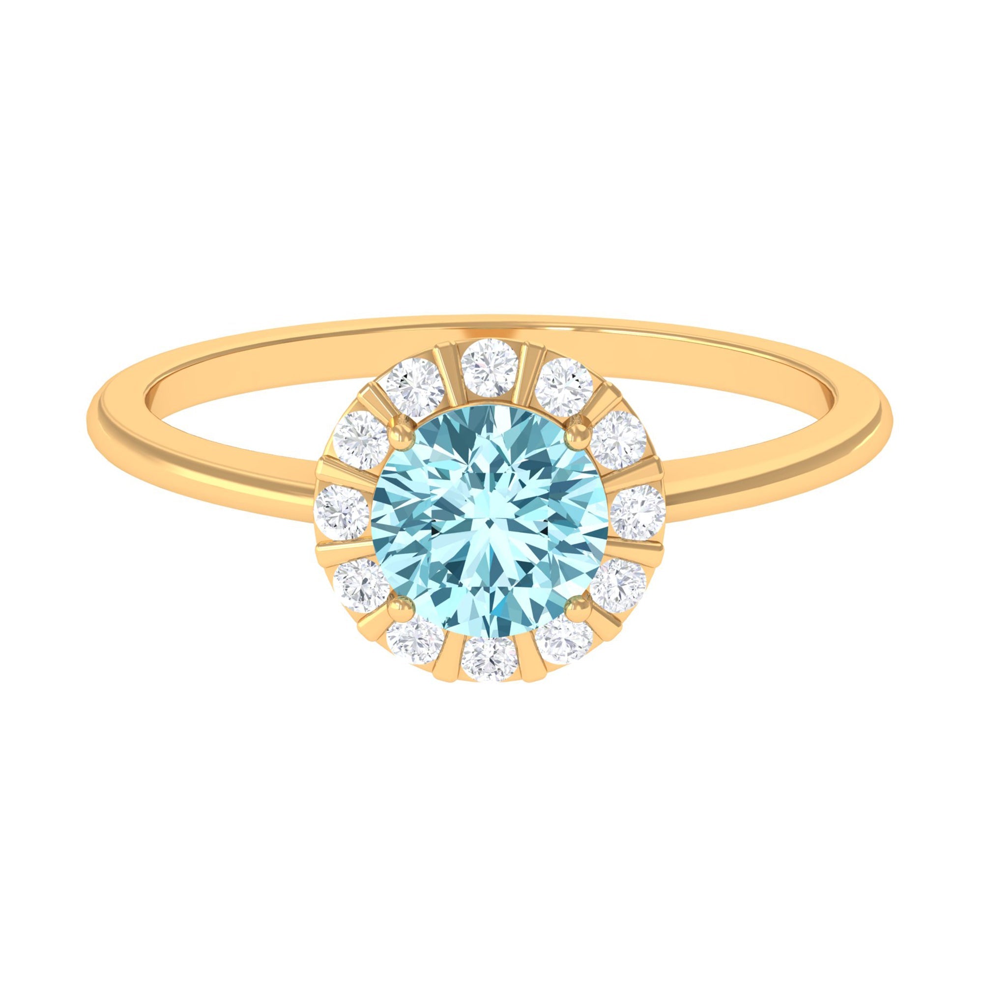 0.8 Carat Aquamarine Engagement Ring with Diamond Floating Halo | Rings | Wiccan Center