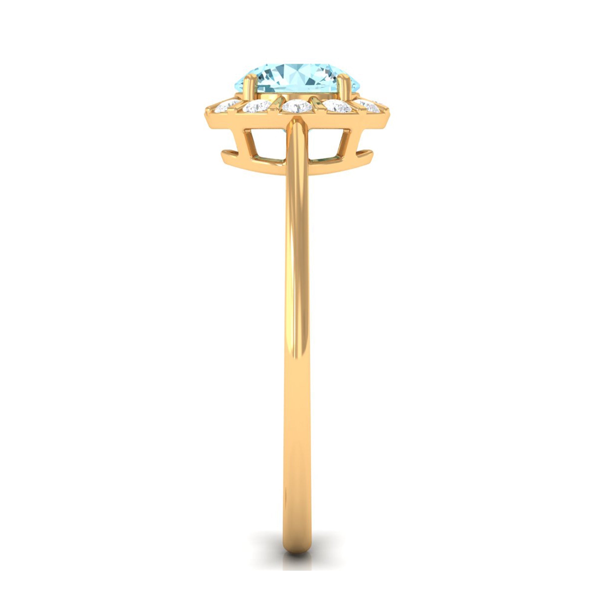 0.8 Carat Aquamarine Engagement Ring with Diamond Floating Halo