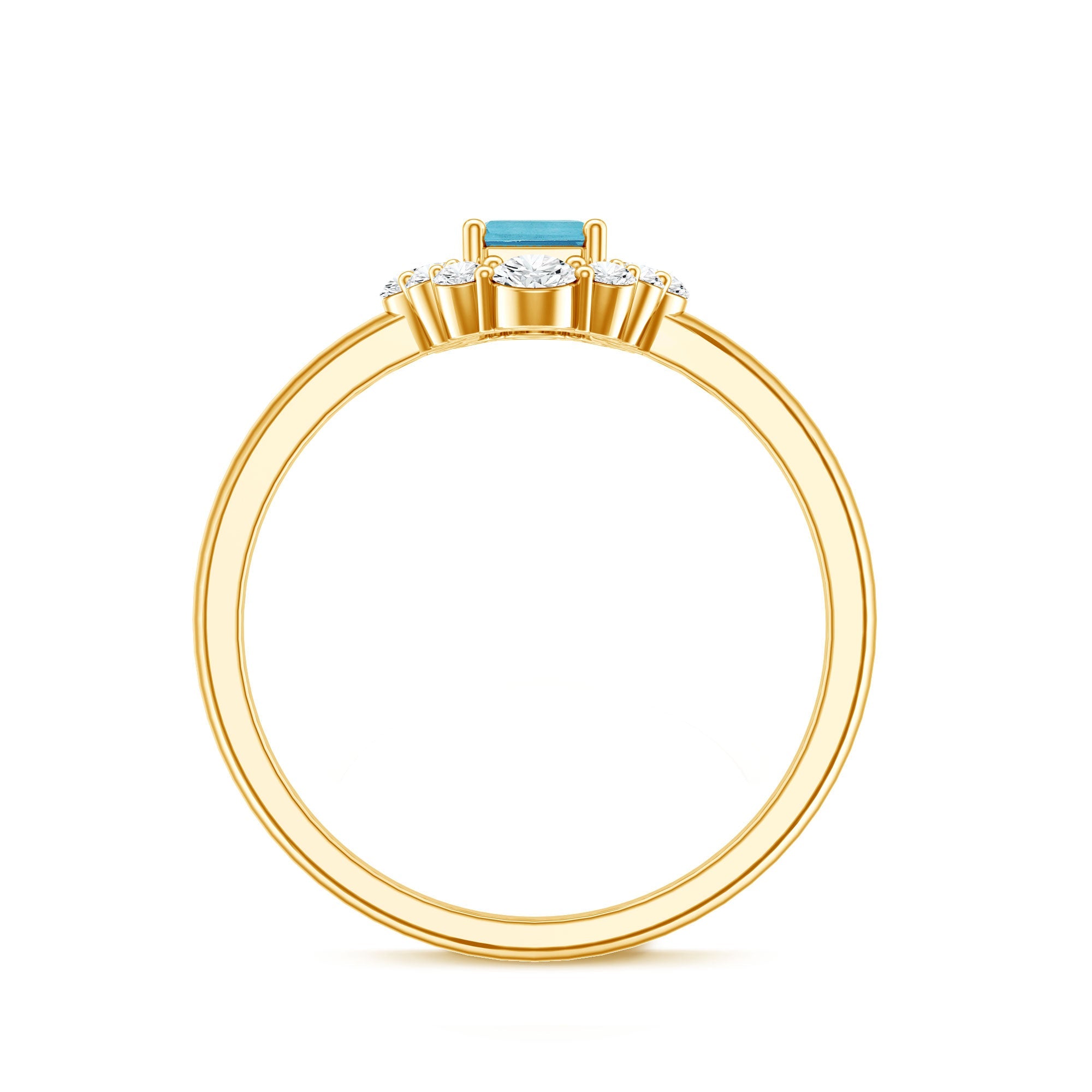 Octagon Aquamarine Engagement Ring with Diamond Halo