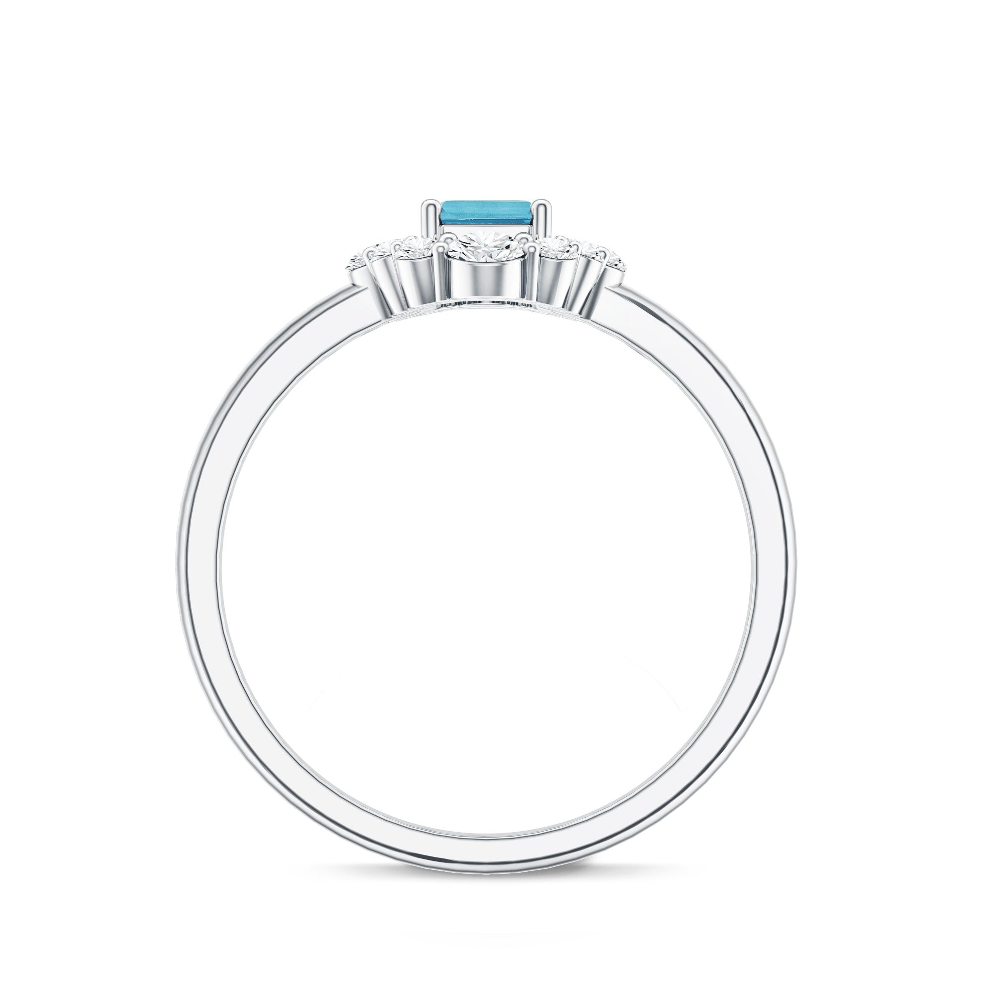 Octagon Aquamarine Engagement Ring with Diamond Halo