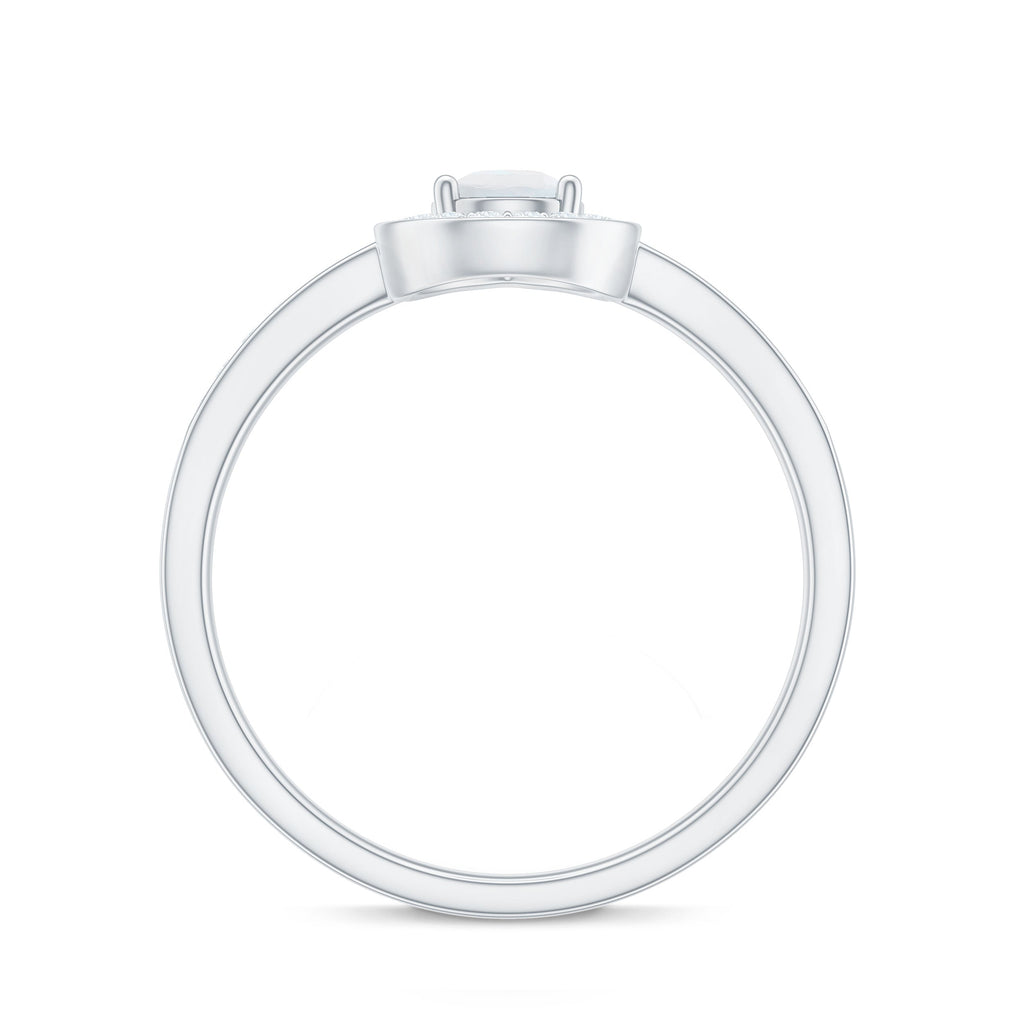 0.8 Carat Classic Moonstone and Diamond Halo Engagement Ring
