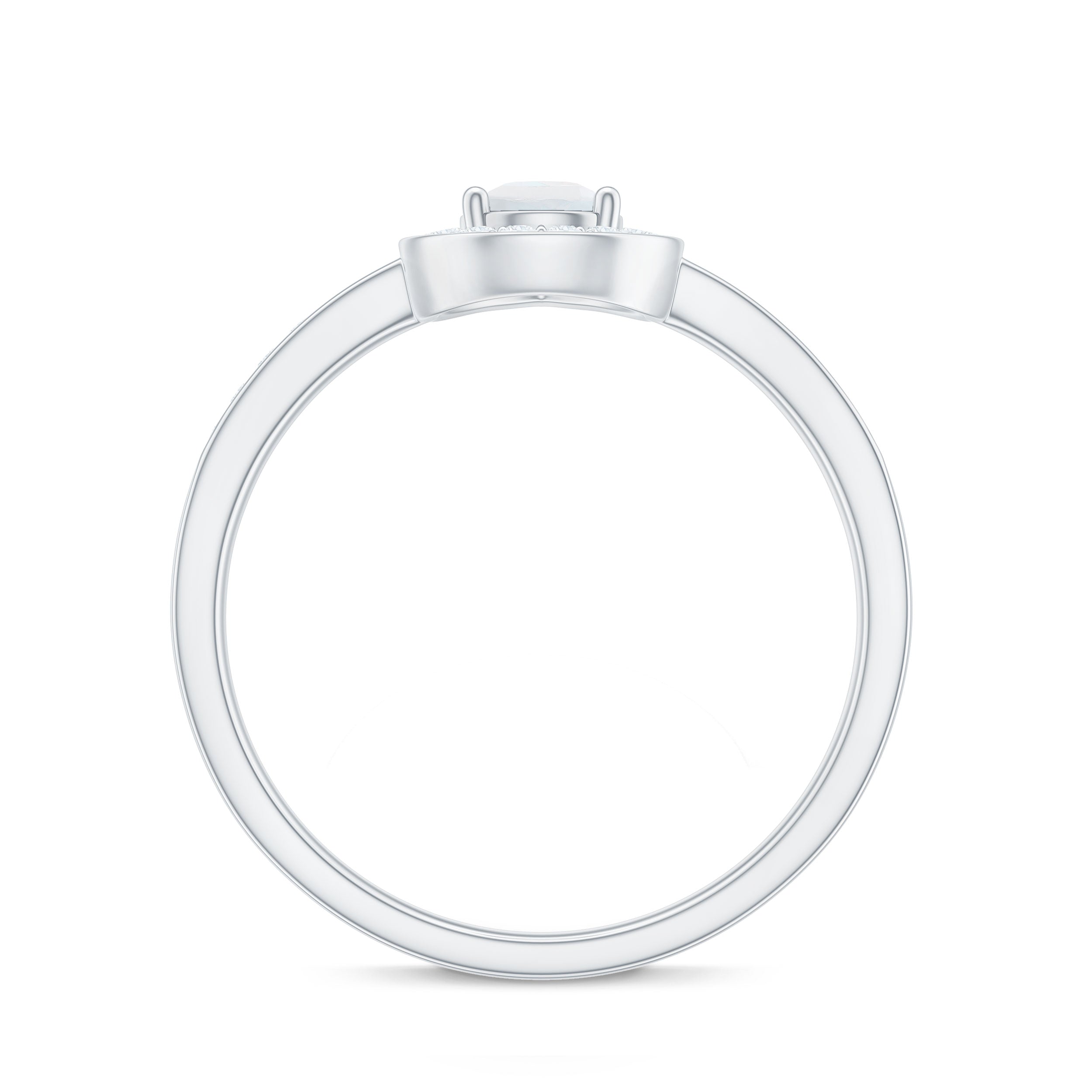0.8 Carat Classic Moonstone and Diamond Halo Engagement Ring